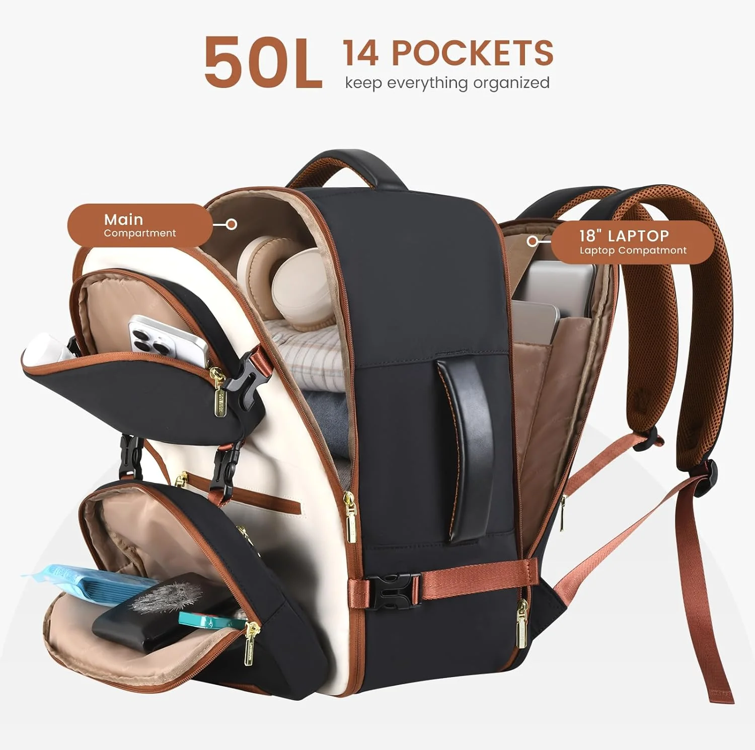 2Pcs Carry on Backpack, 40L 50L - Image 5
