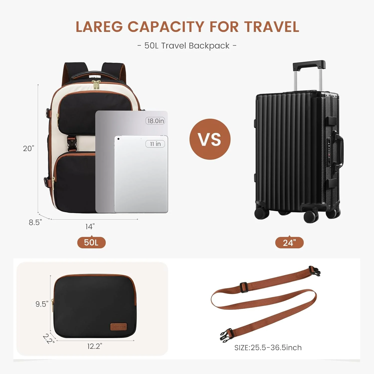 2Pcs Carry on Backpack, 40L 50L - Image 9