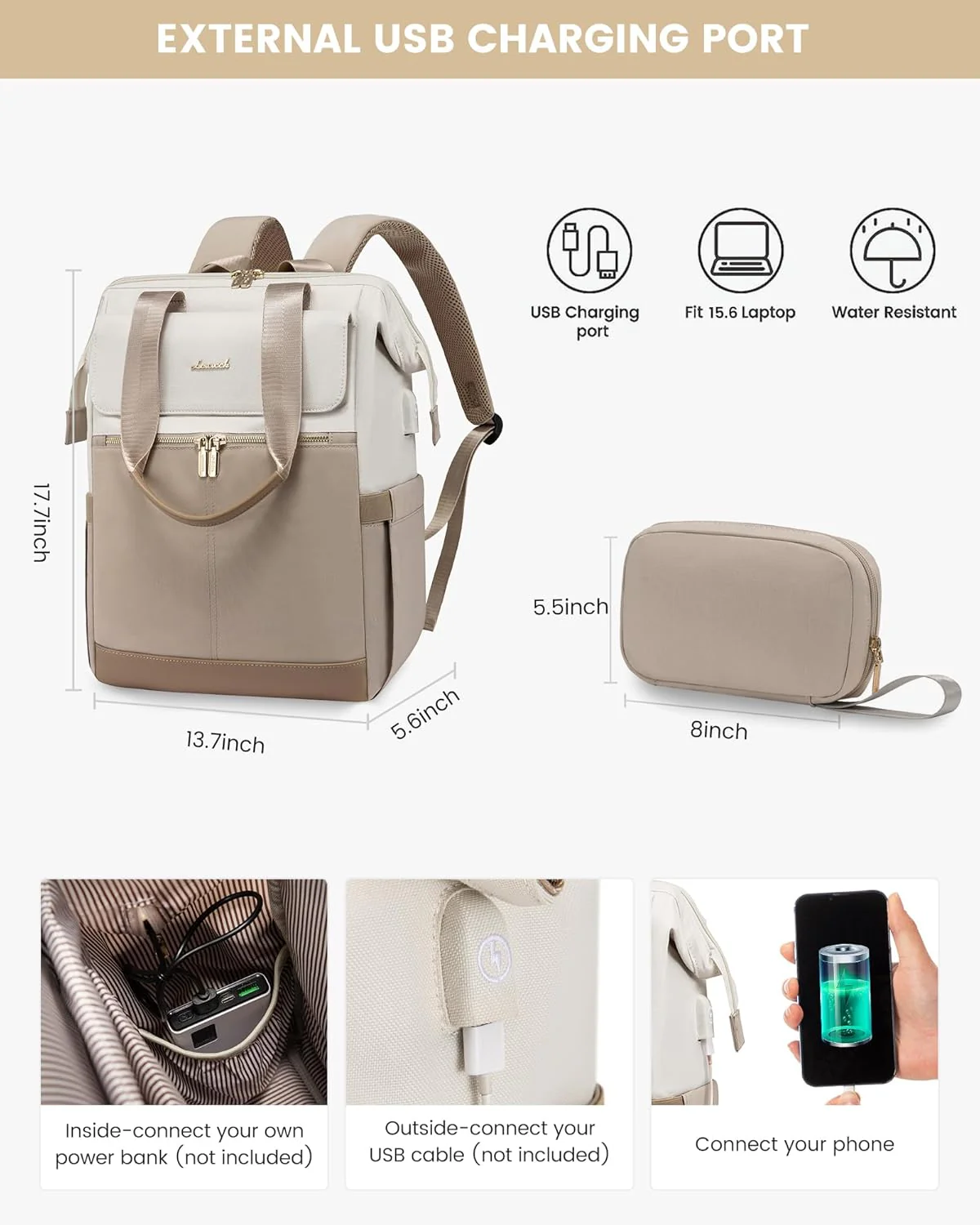 2Pcs Fashion Laptop Backpack, 15.6" 17.3" - Image 5