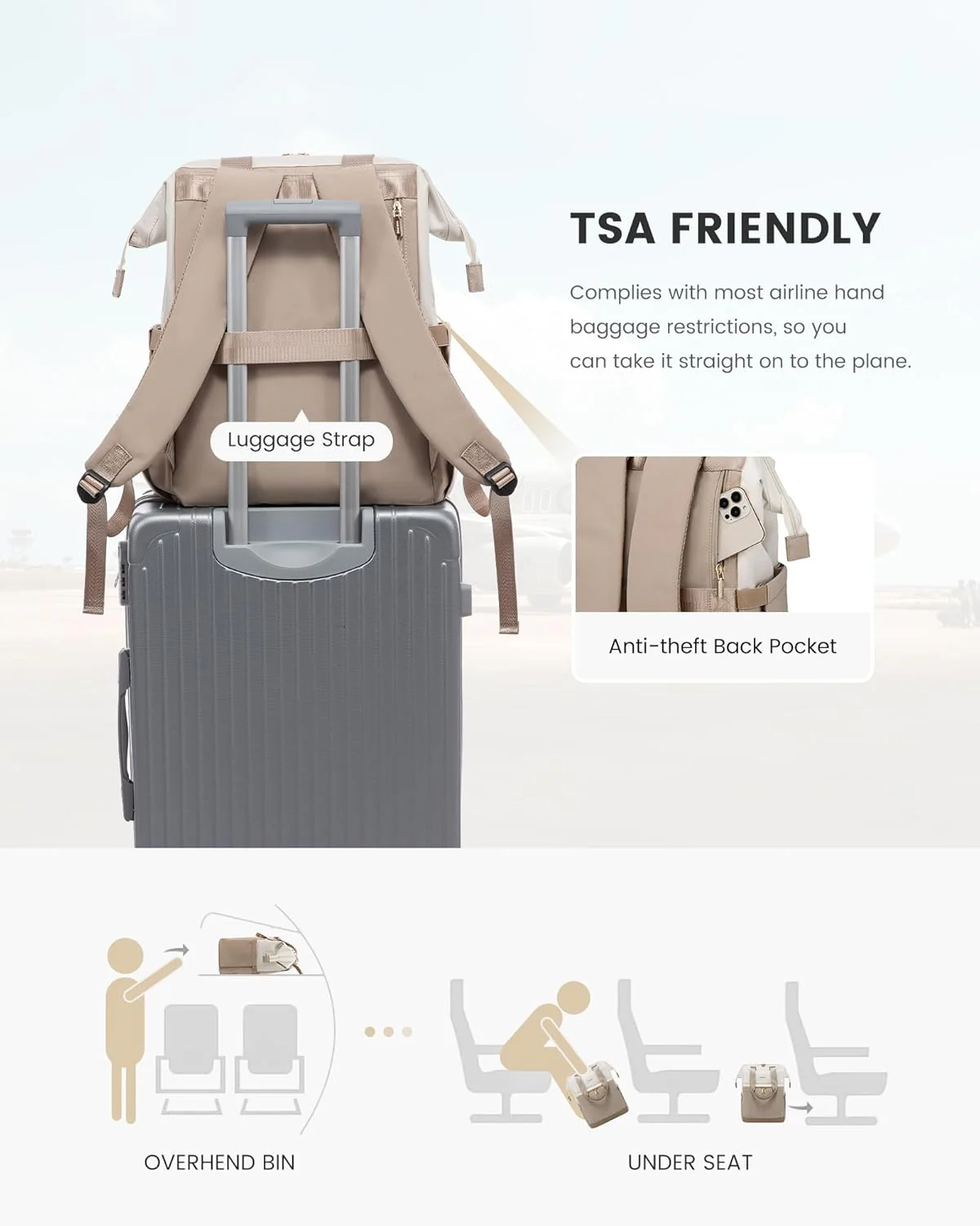 2Pcs Fashion Laptop Backpack, 15.6" 17.3" - Image 6
