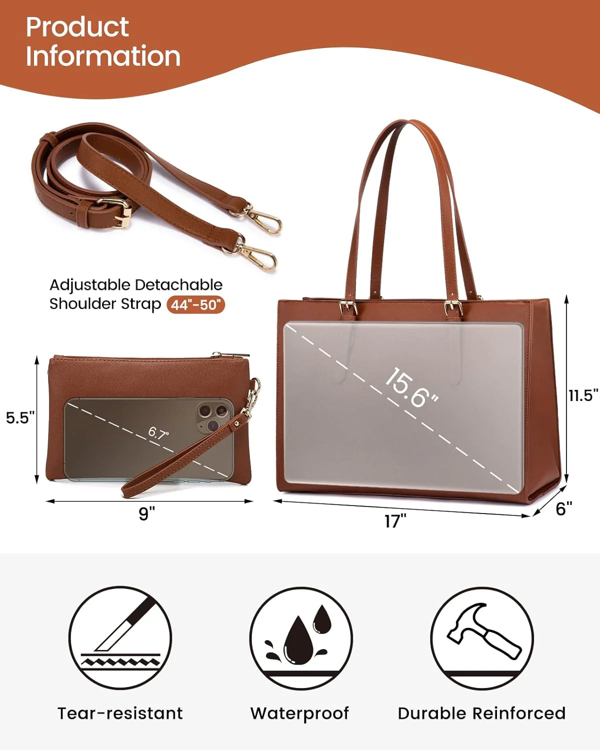 2Pcs Laptop Shoulder Bag, 15.6" - Image 4