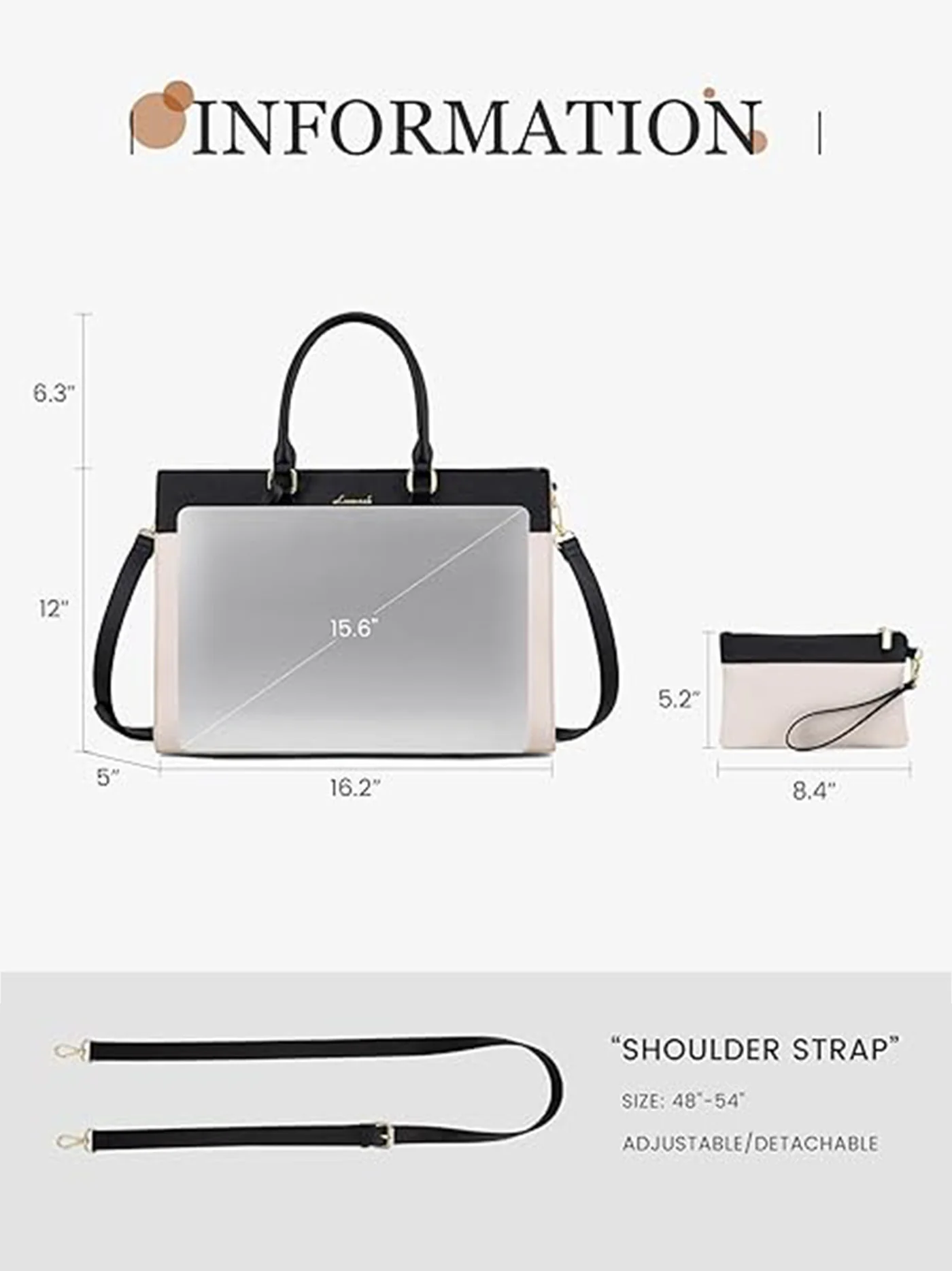 2Pcs Leather Computer Bag, 15.6" 17.3" - Image 3