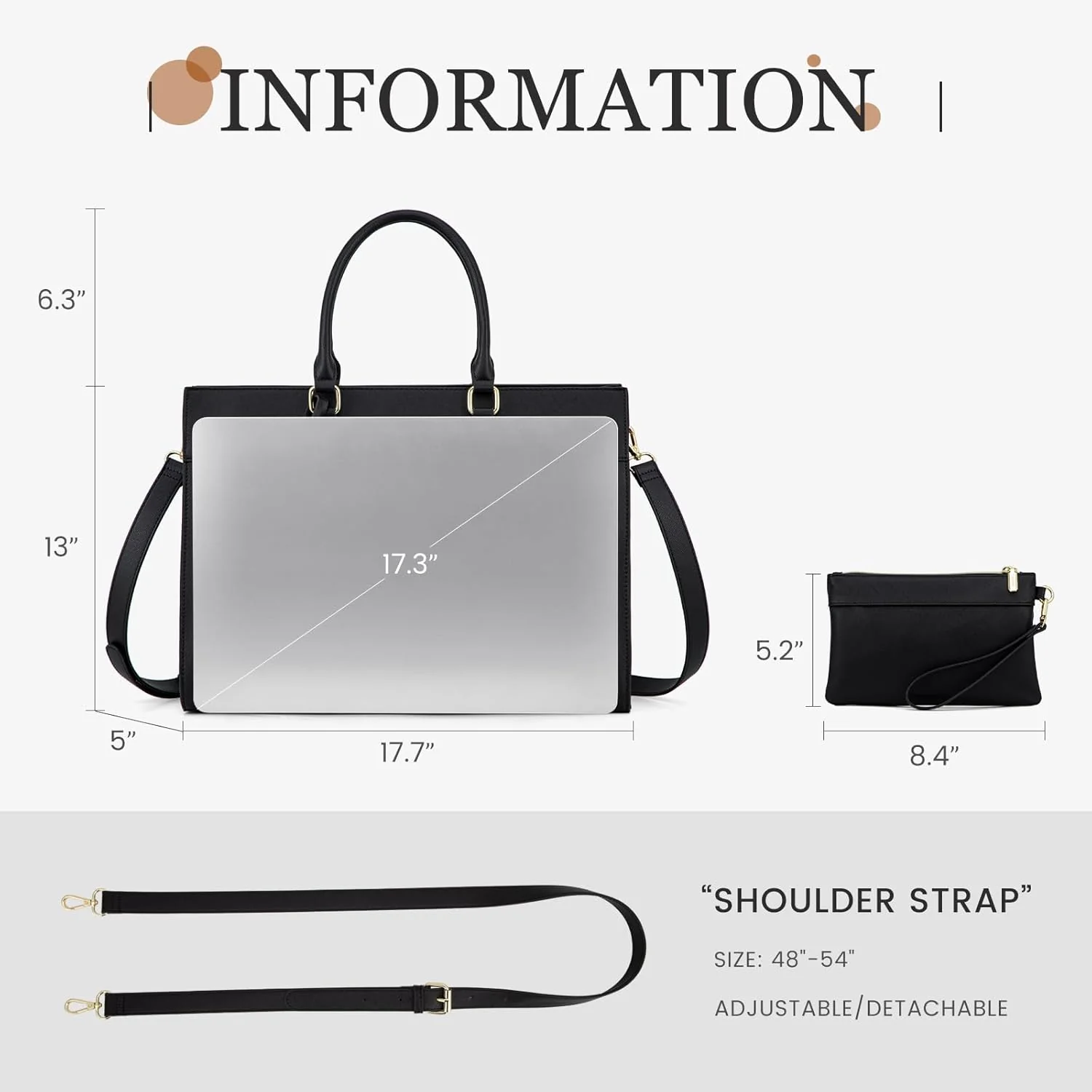 2Pcs Leather Computer Bag, 15.6" 17.3" - Image 4