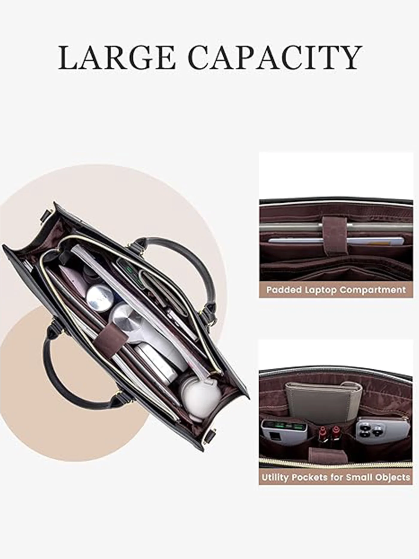 2Pcs Leather Computer Bag, 15.6" 17.3" - Image 5
