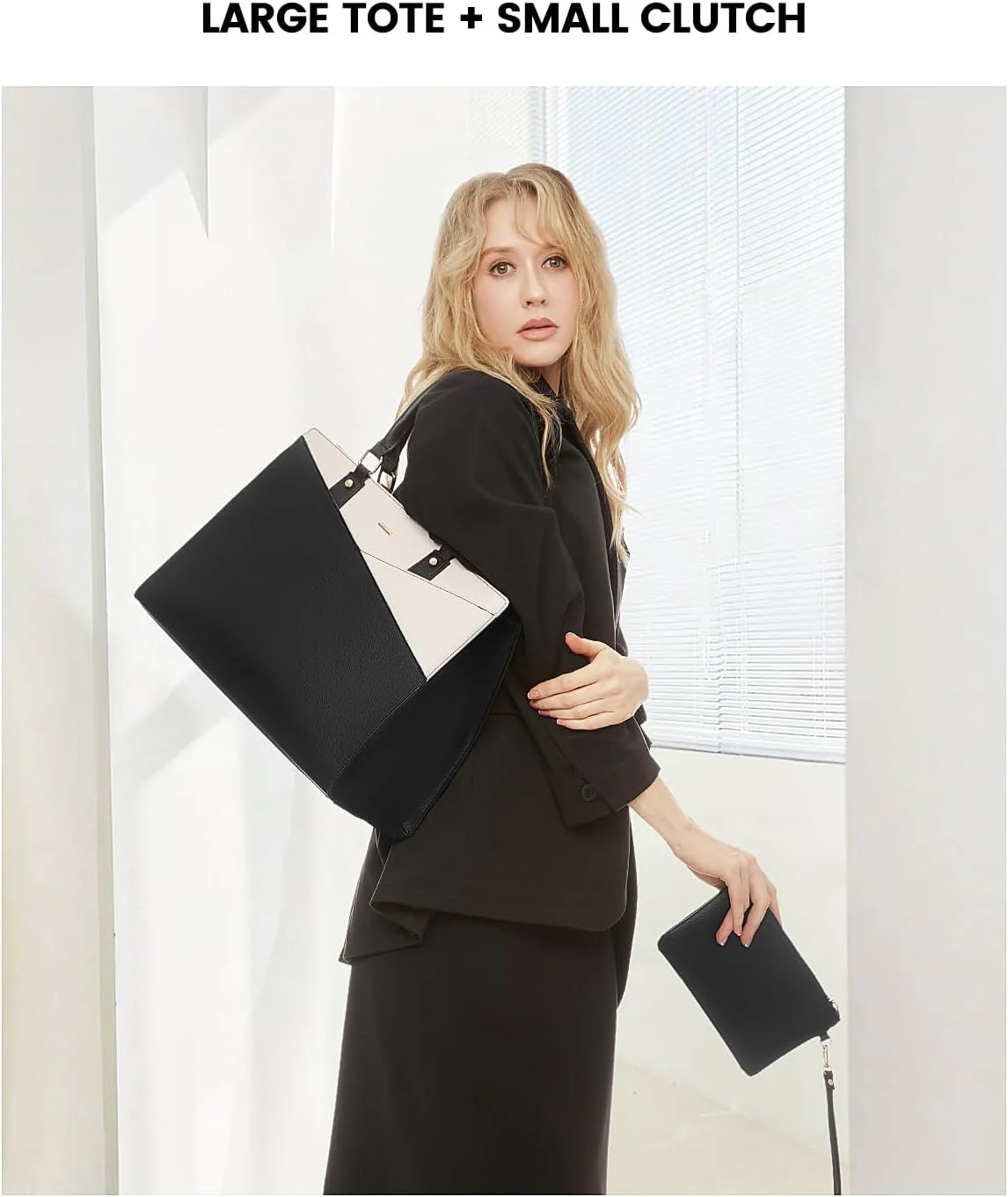 2Pcs Leather Office Laptop Tote Bag, 15.6" 17.3" - Image 5