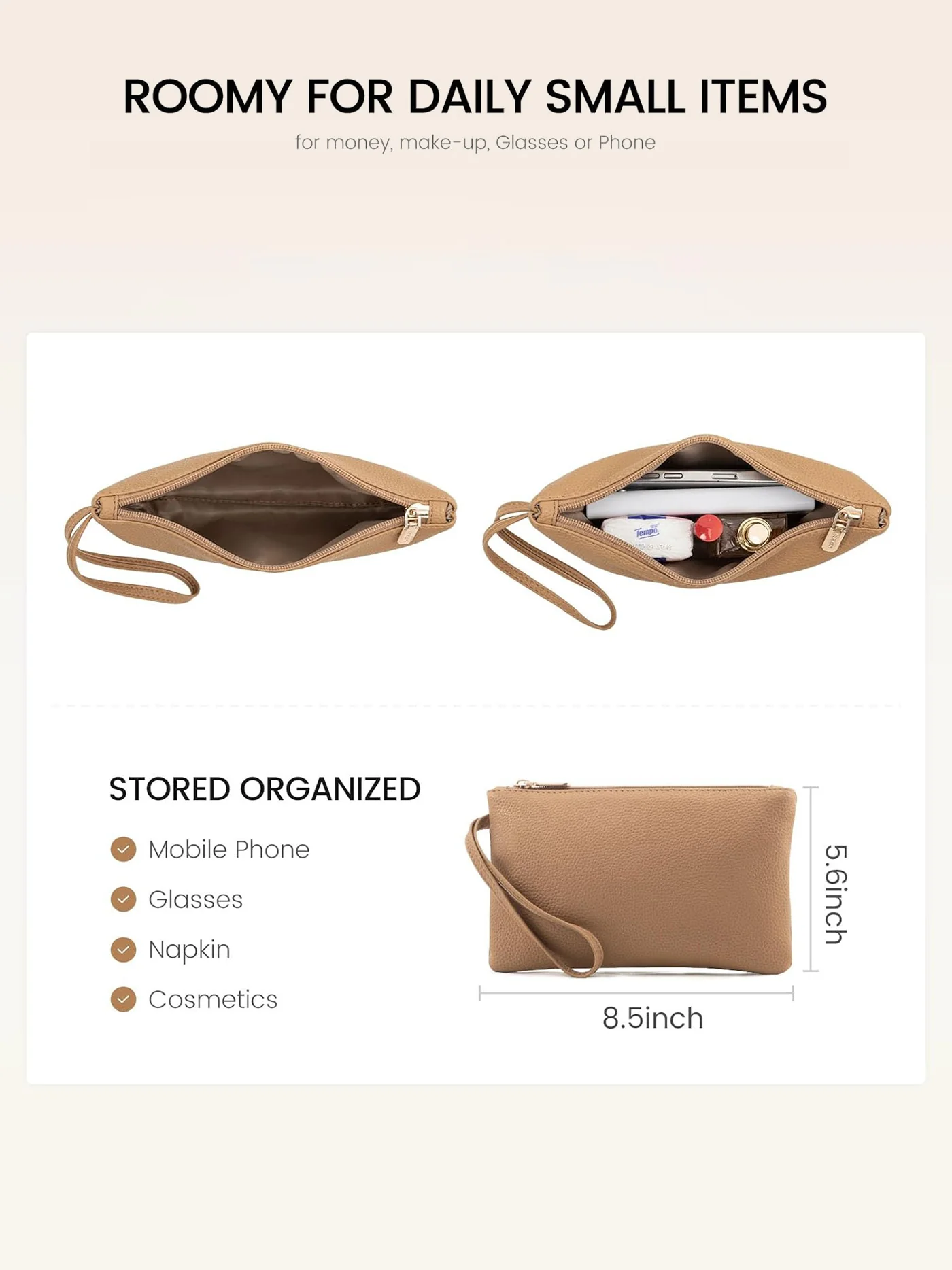 2Pcs Leather Shoulder Bag, 15.6" - Image 8