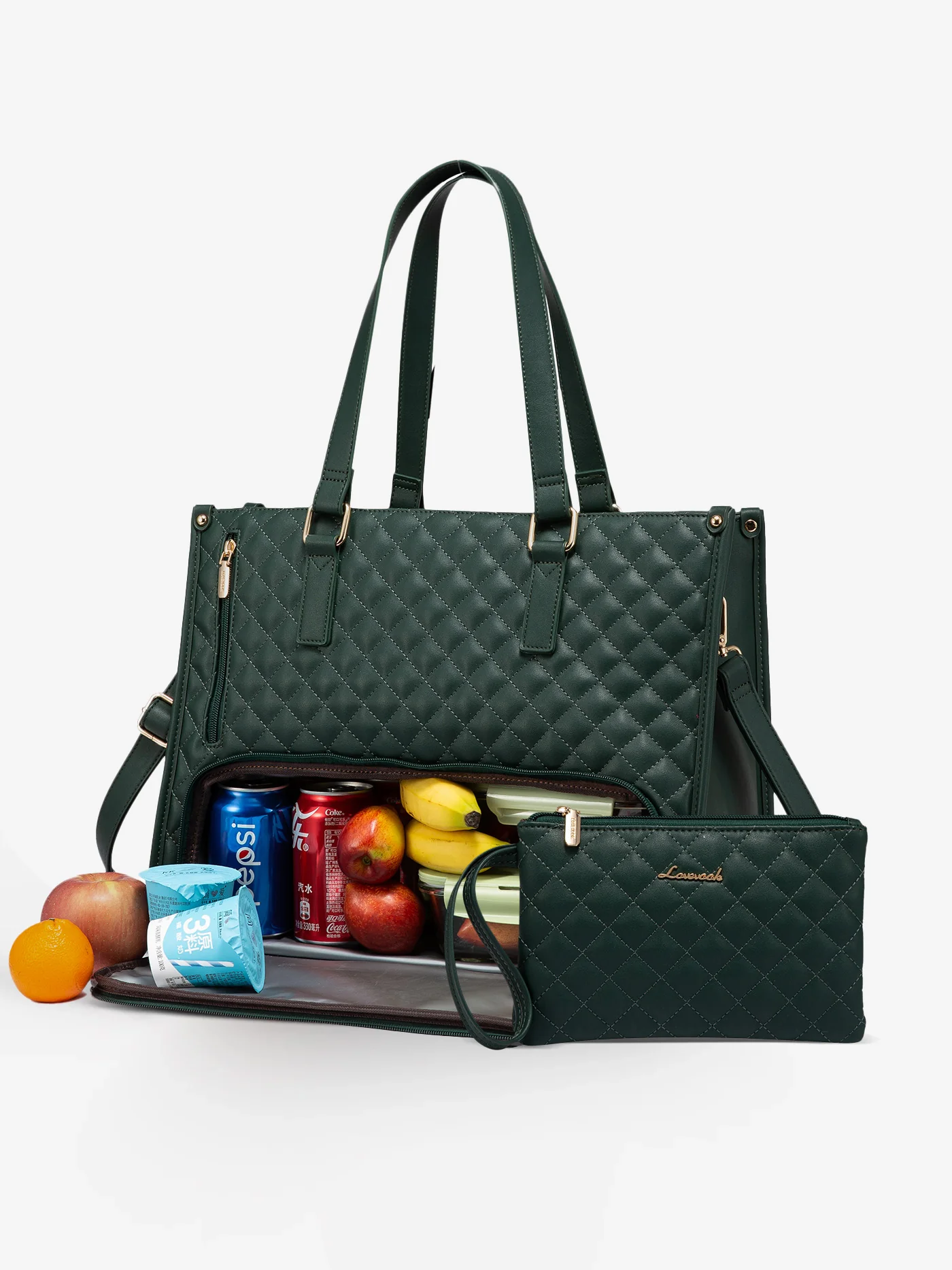 2Pcs Lunch Tote Shoulder Bag, 15.6" - Image 11
