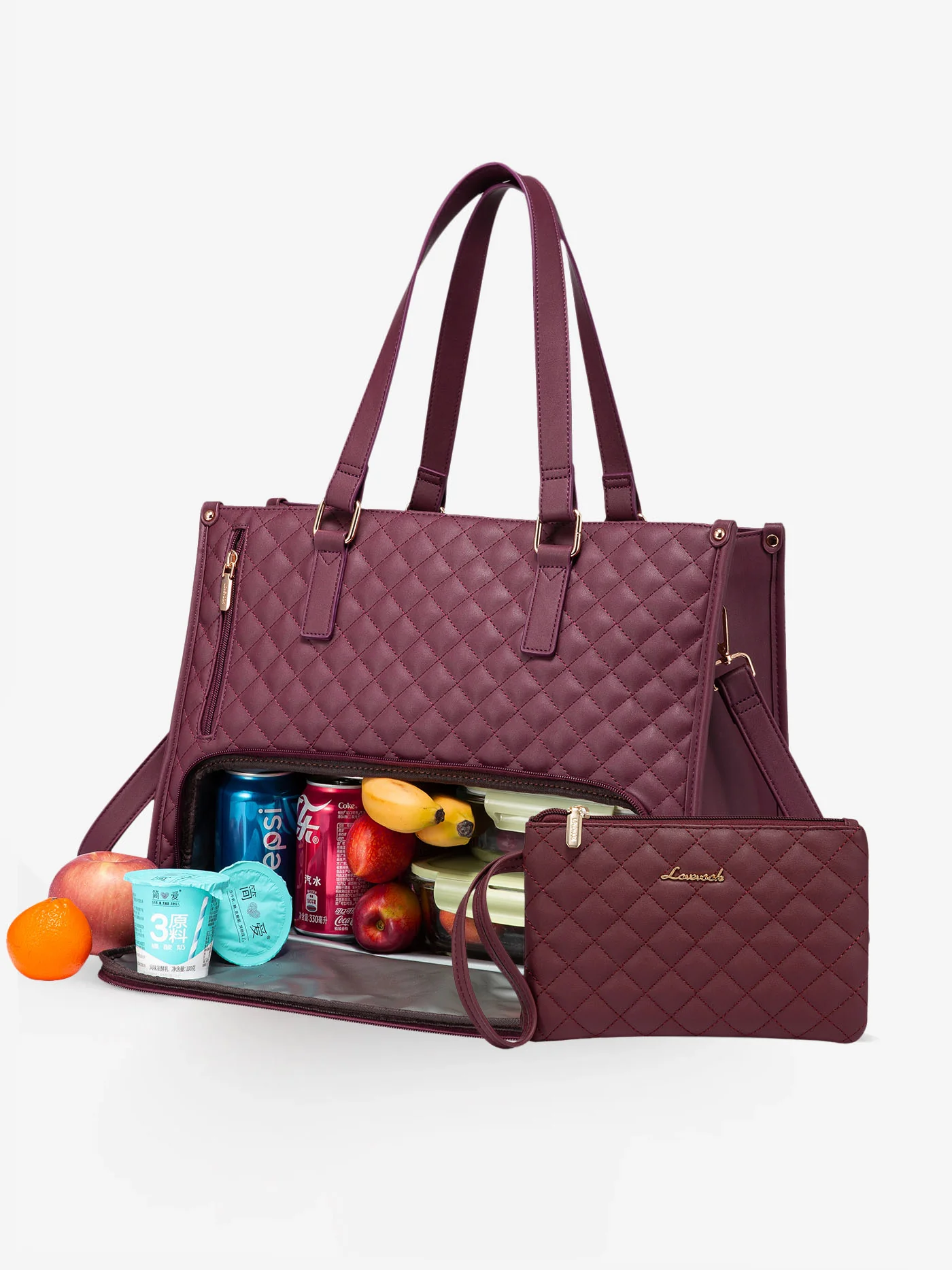 2Pcs Lunch Tote Shoulder Bag, 15.6" - Image 16