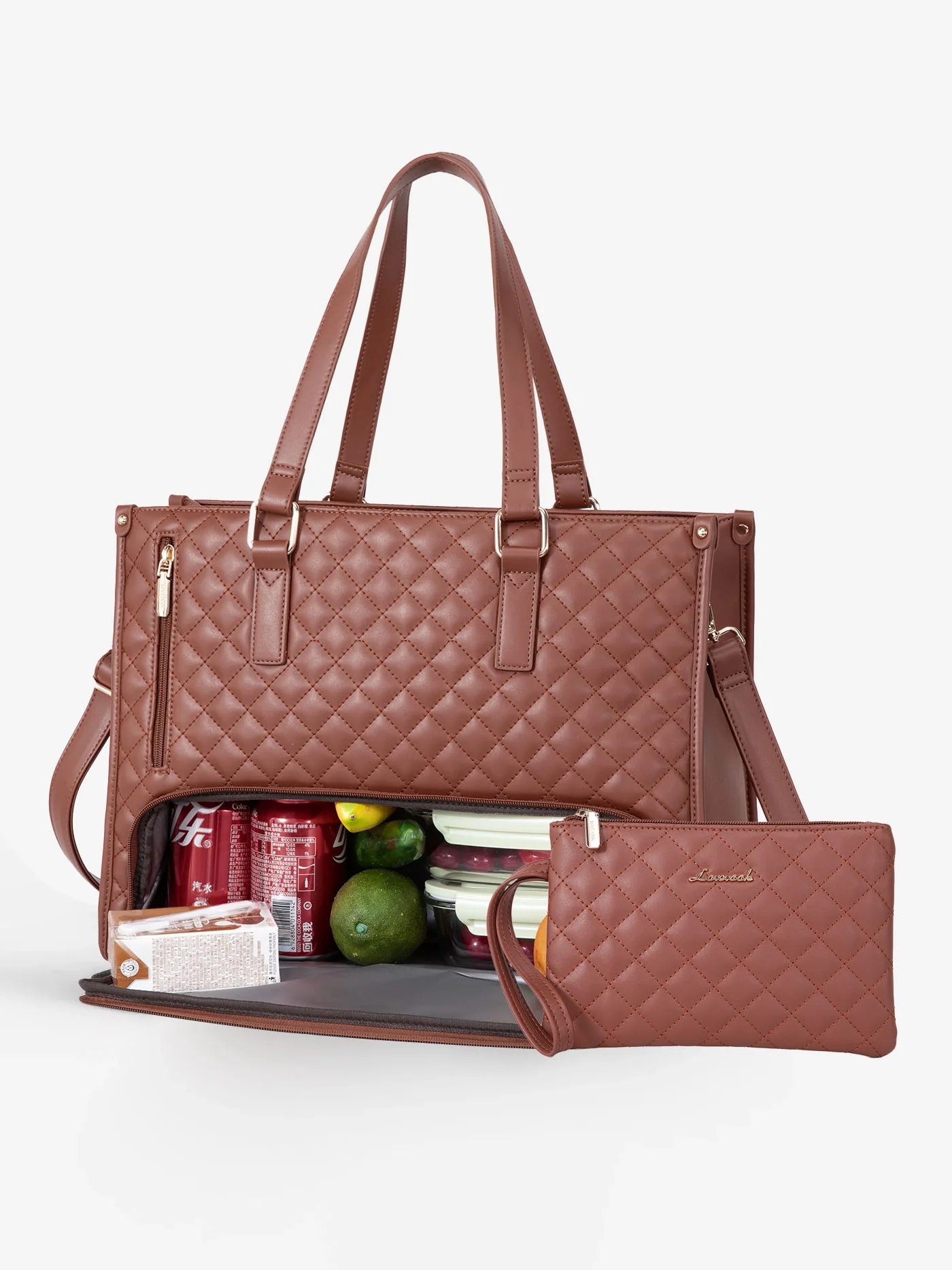 2Pcs Lunch Tote Shoulder Bag, 15.6" - Image 15