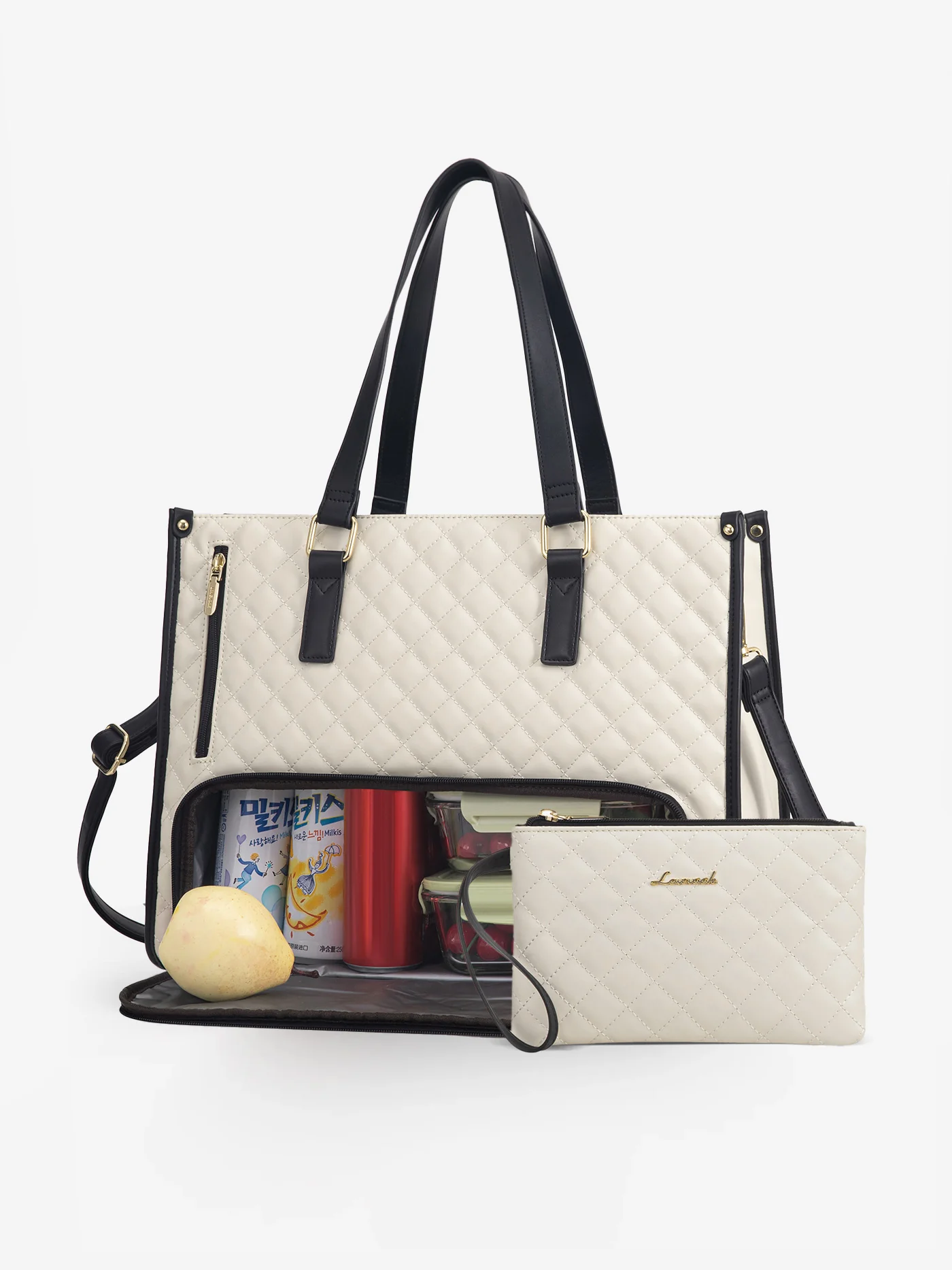 2Pcs Lunch Tote Shoulder Bag, 15.6" - Image 13