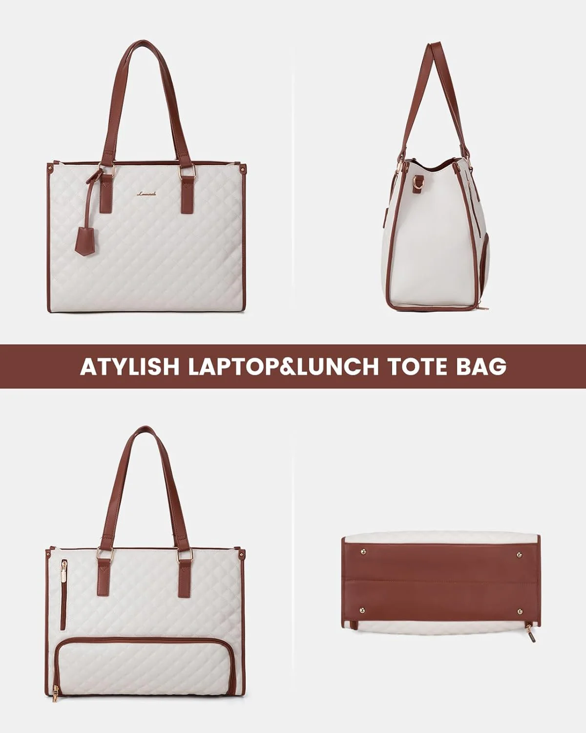 2Pcs Lunch Tote Shoulder Bag, 15.6" - Image 6