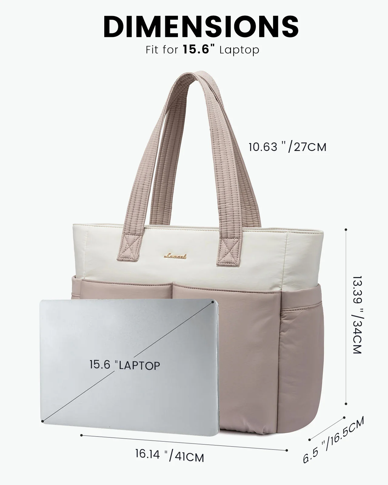 2Pcs Multi-pocket Puffer Tote Bag, 15.6" 17.3" - Image 5