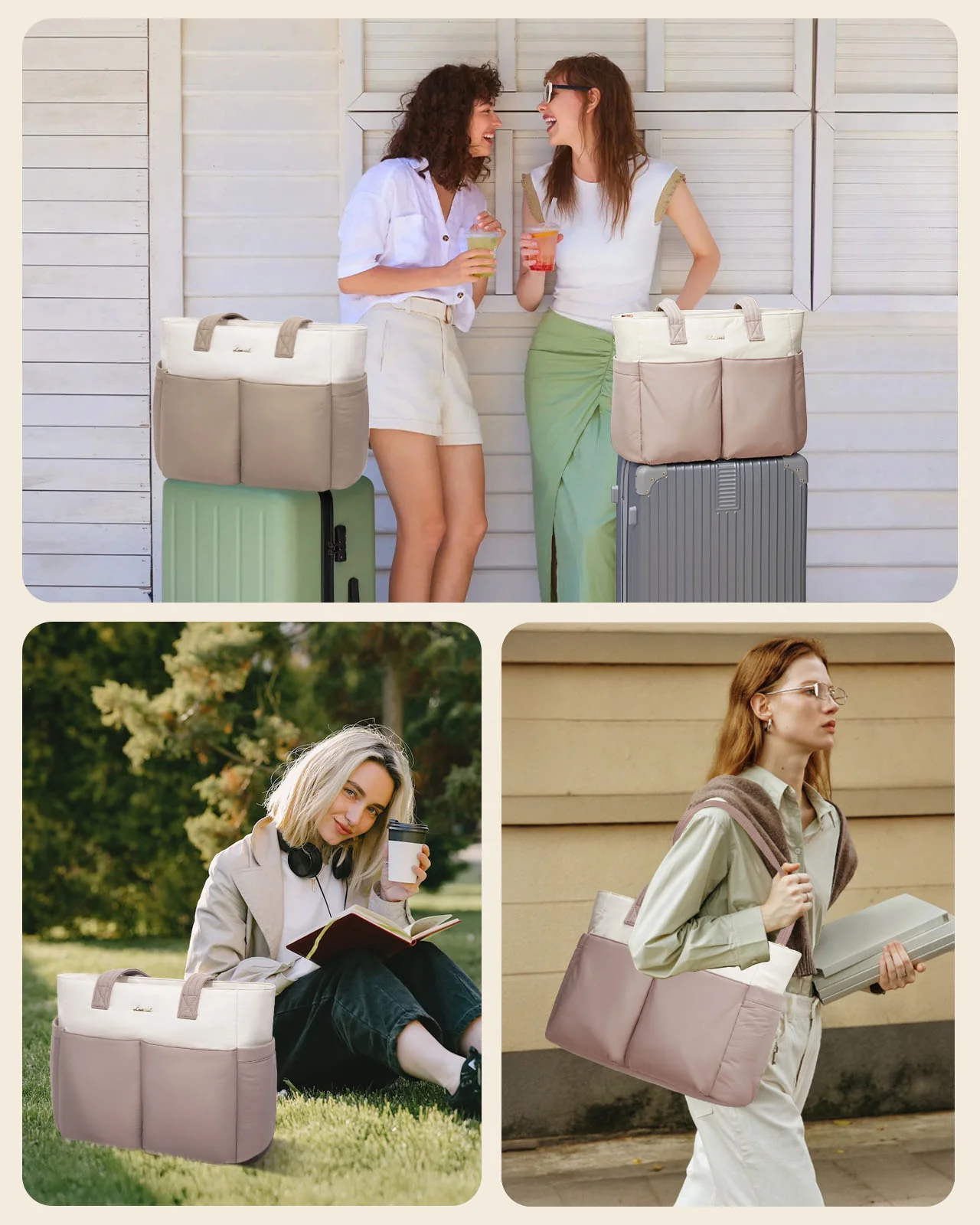 2Pcs Multi-pocket Puffer Tote Bag, 15.6" 17.3" - Image 9