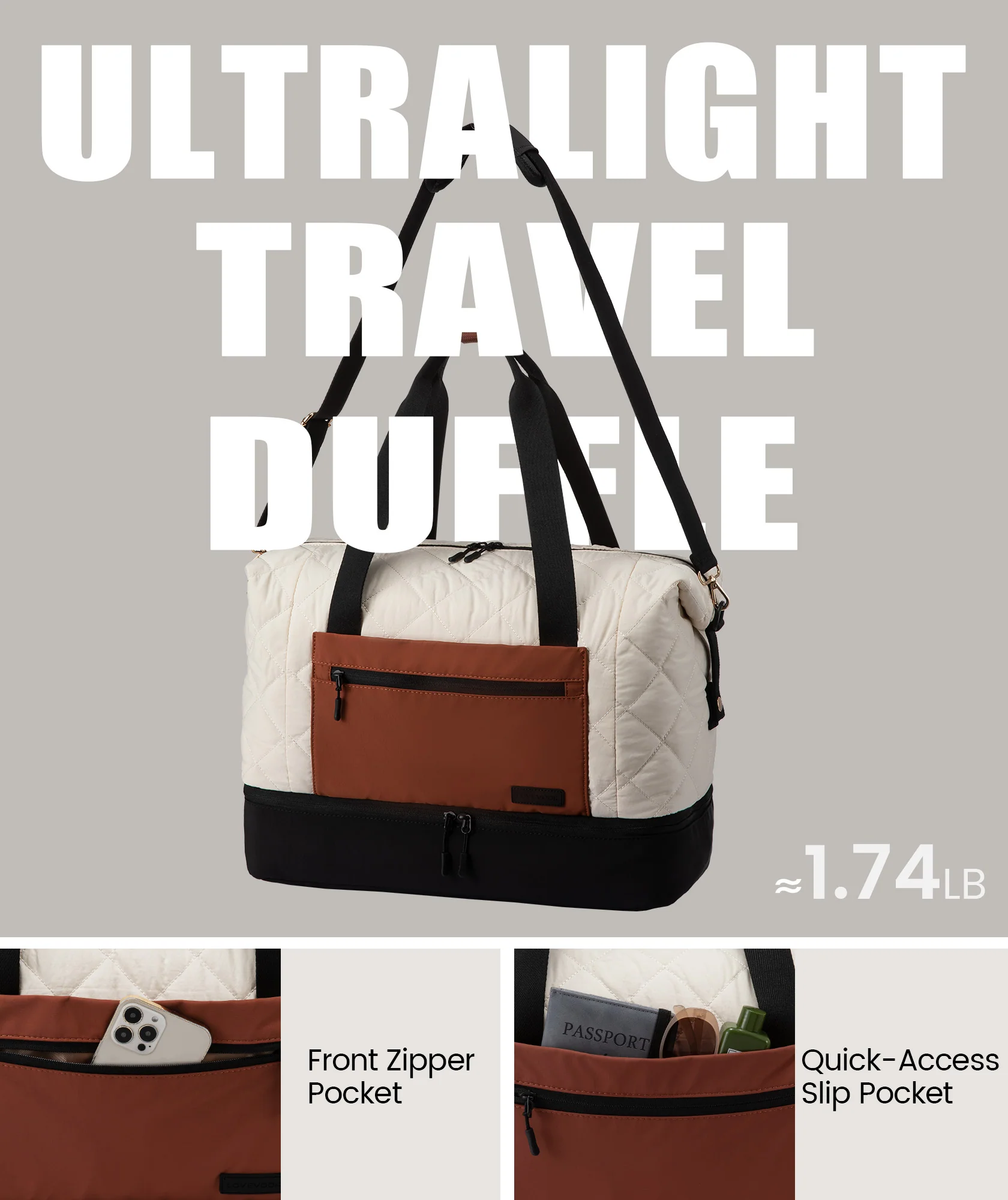 2Pcs Puffer Travel Duffel Bag - Image 4