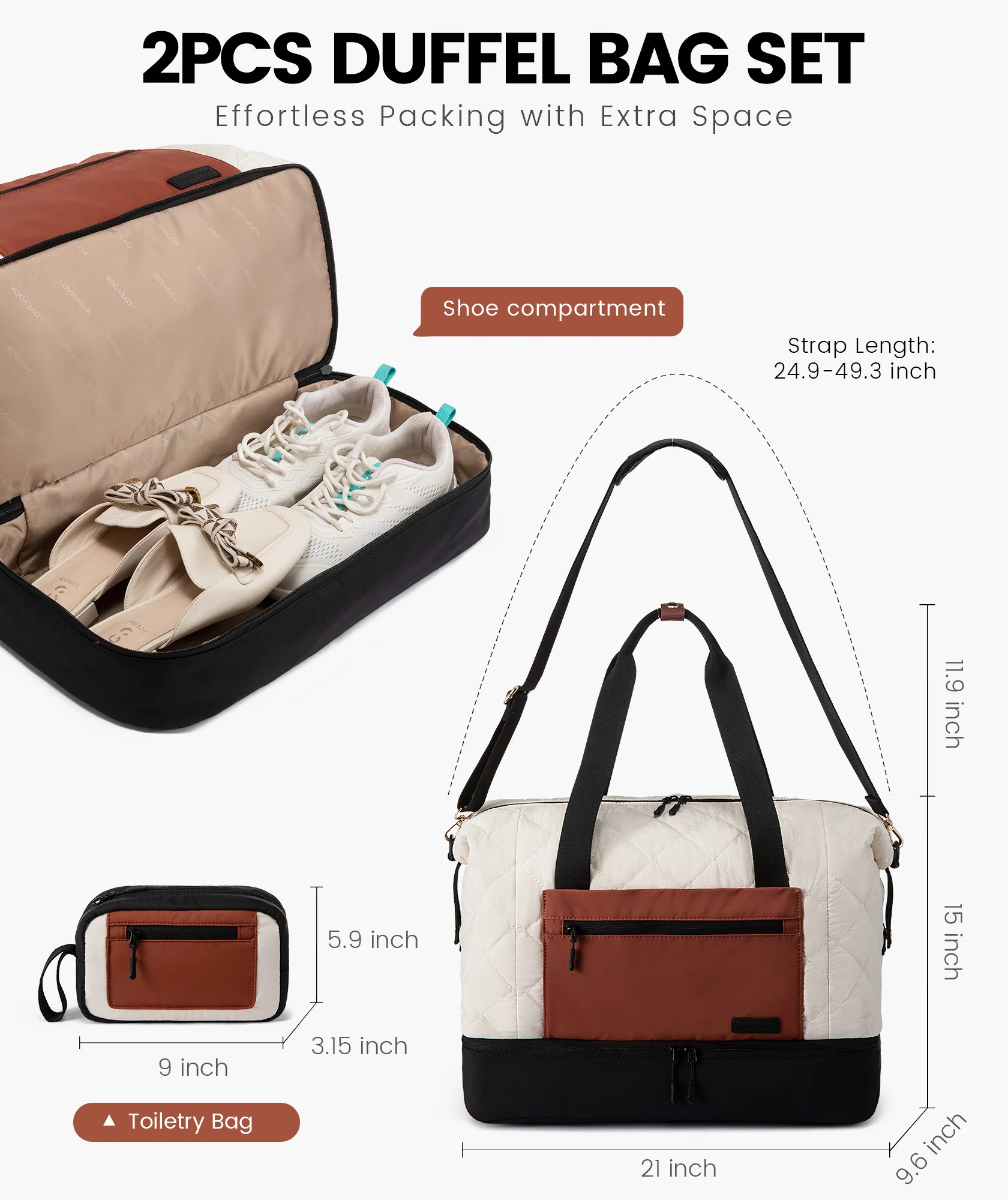 2Pcs Puffer Travel Duffel Bag - Image 6
