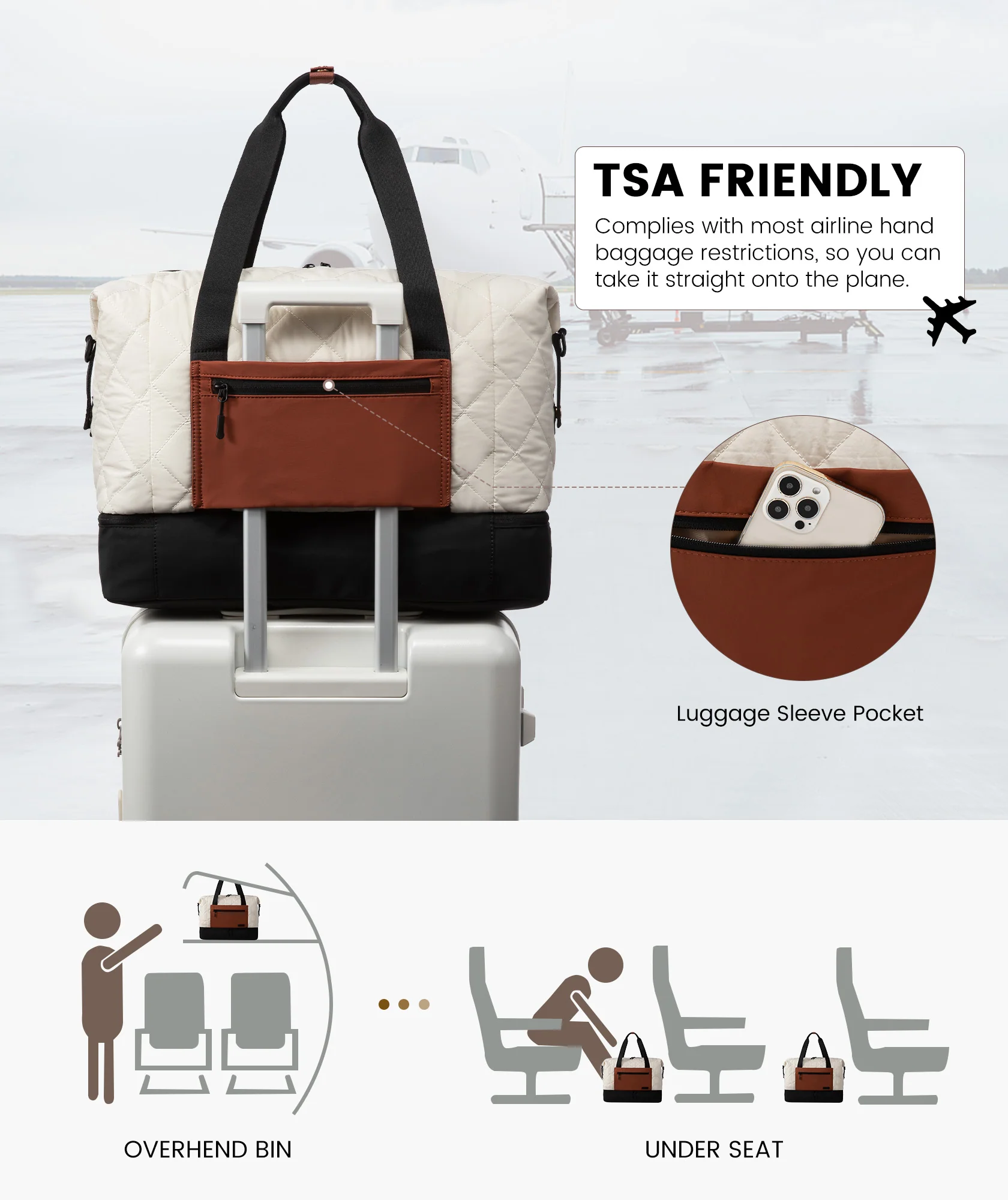2Pcs Puffer Travel Duffel Bag - Image 8