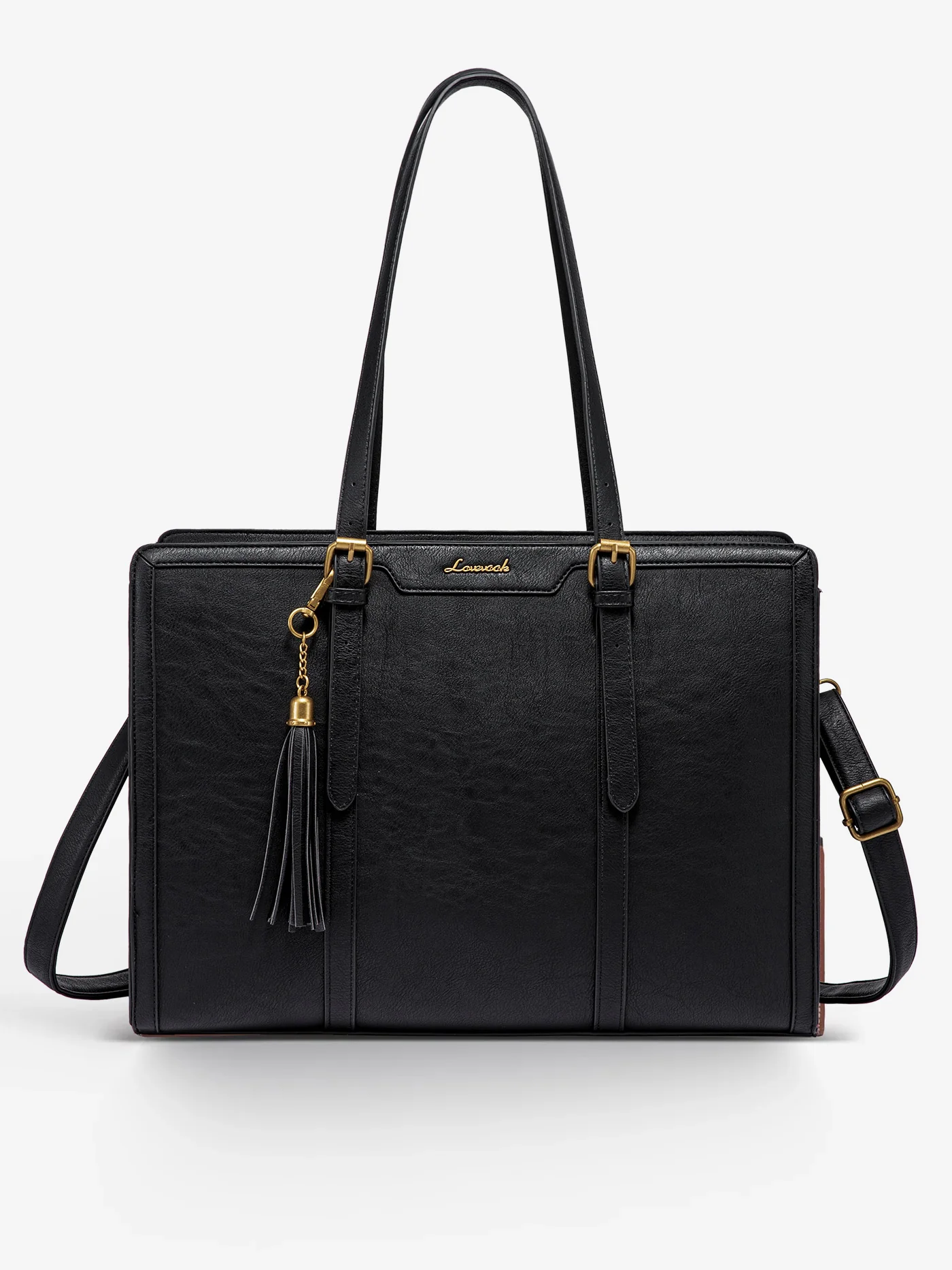 Vintage Embossed Leather Laptop Tote, 15.6" 17.3" - Image 15