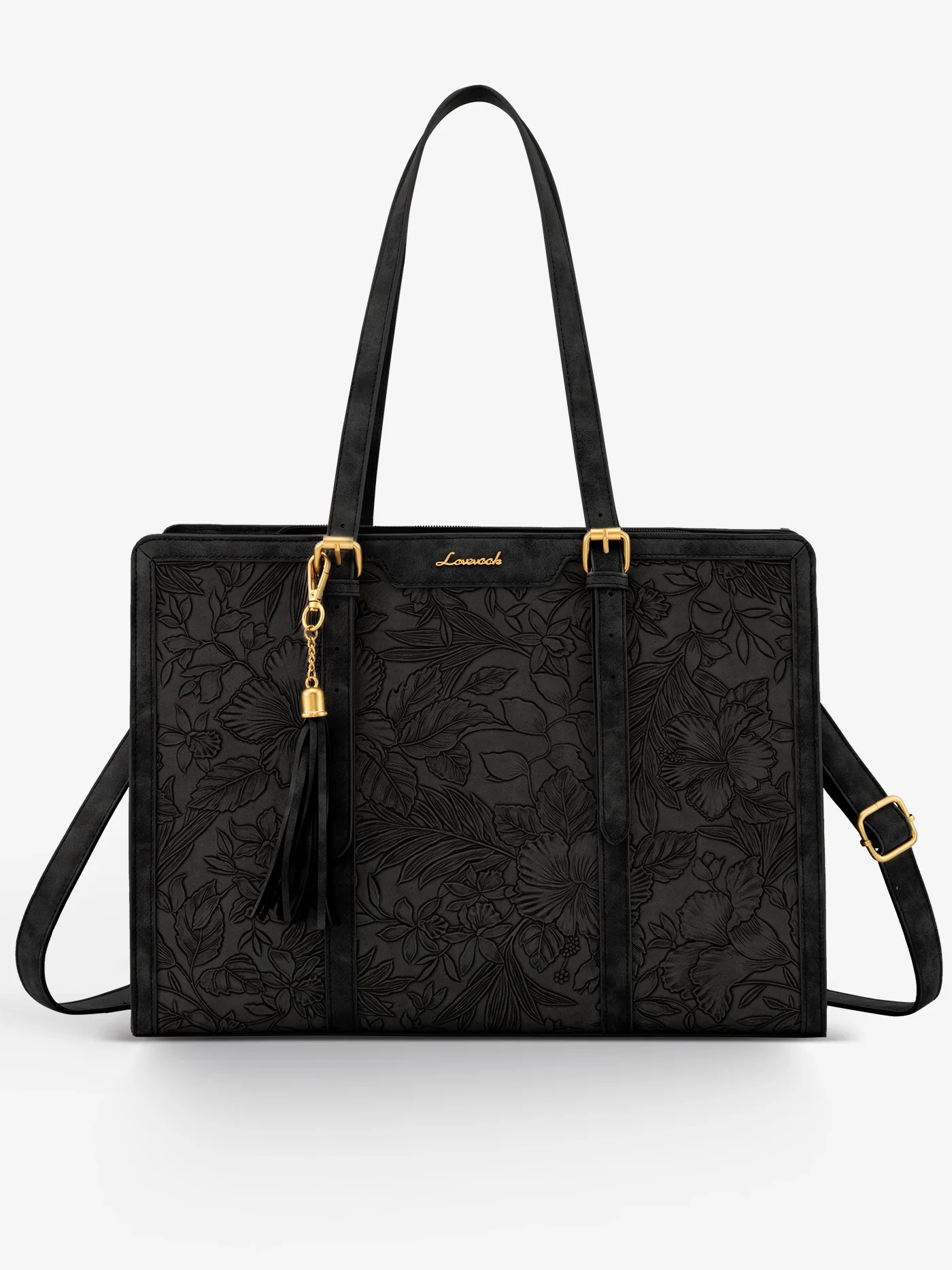 Vintage Embossed Leather Laptop Tote, 15.6" 17.3" - Image 16