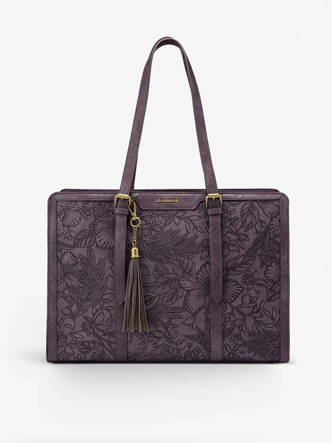 Vintage Embossed Leather Laptop Tote, 15.6" 17.3" - Image 17