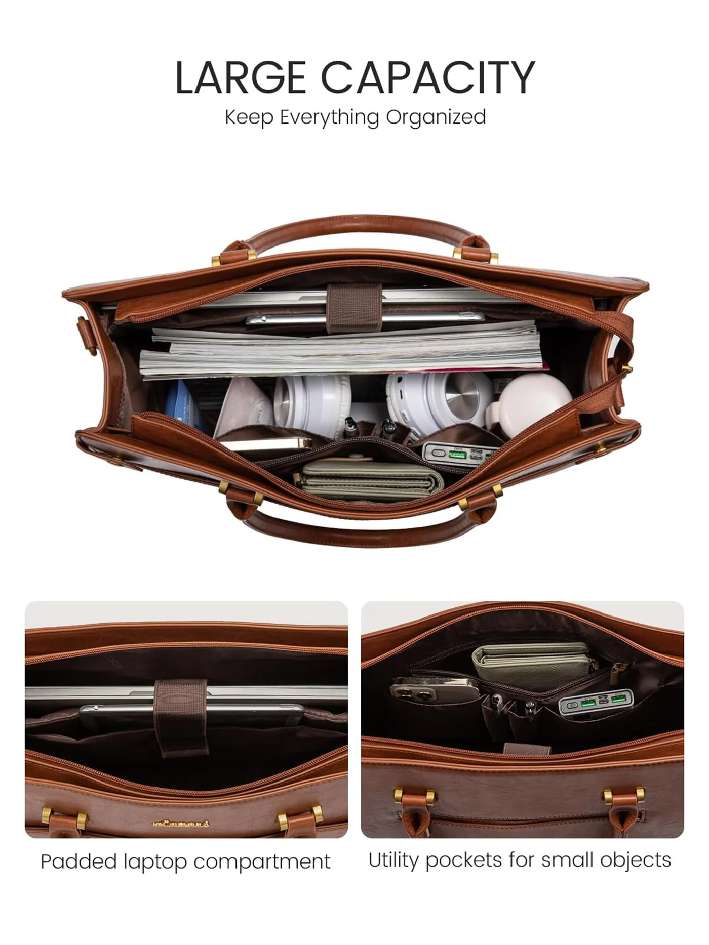 2Pcs Vintage Waterproof Laptop Bag, 15.6" 17.3" - Image 4