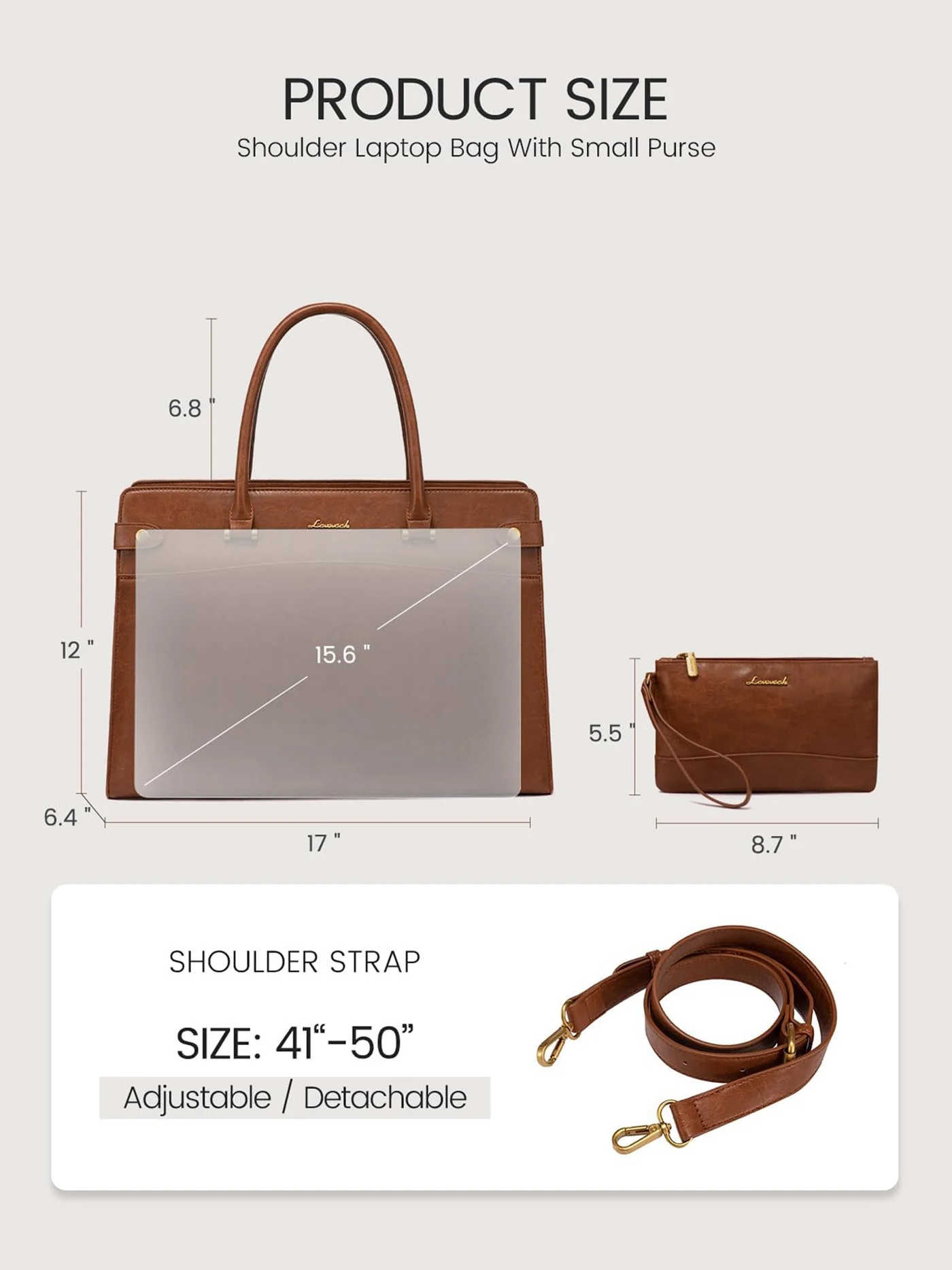 2Pcs Vintage Waterproof Laptop Bag, 15.6" 17.3" - Image 5