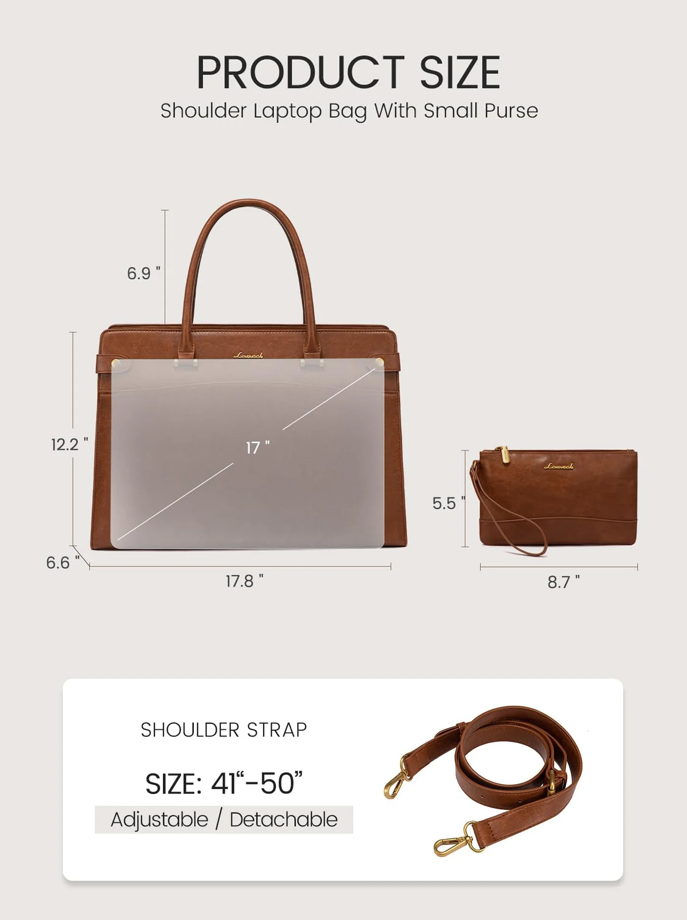 2Pcs Vintage Waterproof Laptop Bag, 15.6" 17.3" - Image 6