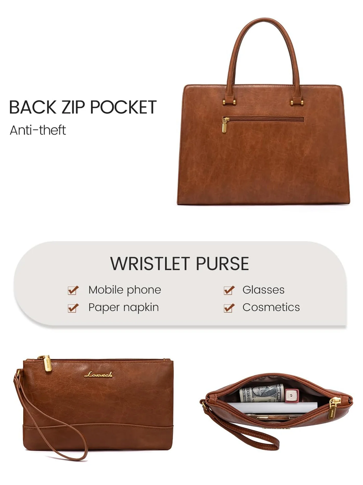 2Pcs Vintage Waterproof Laptop Bag, 15.6" 17.3" - Image 8