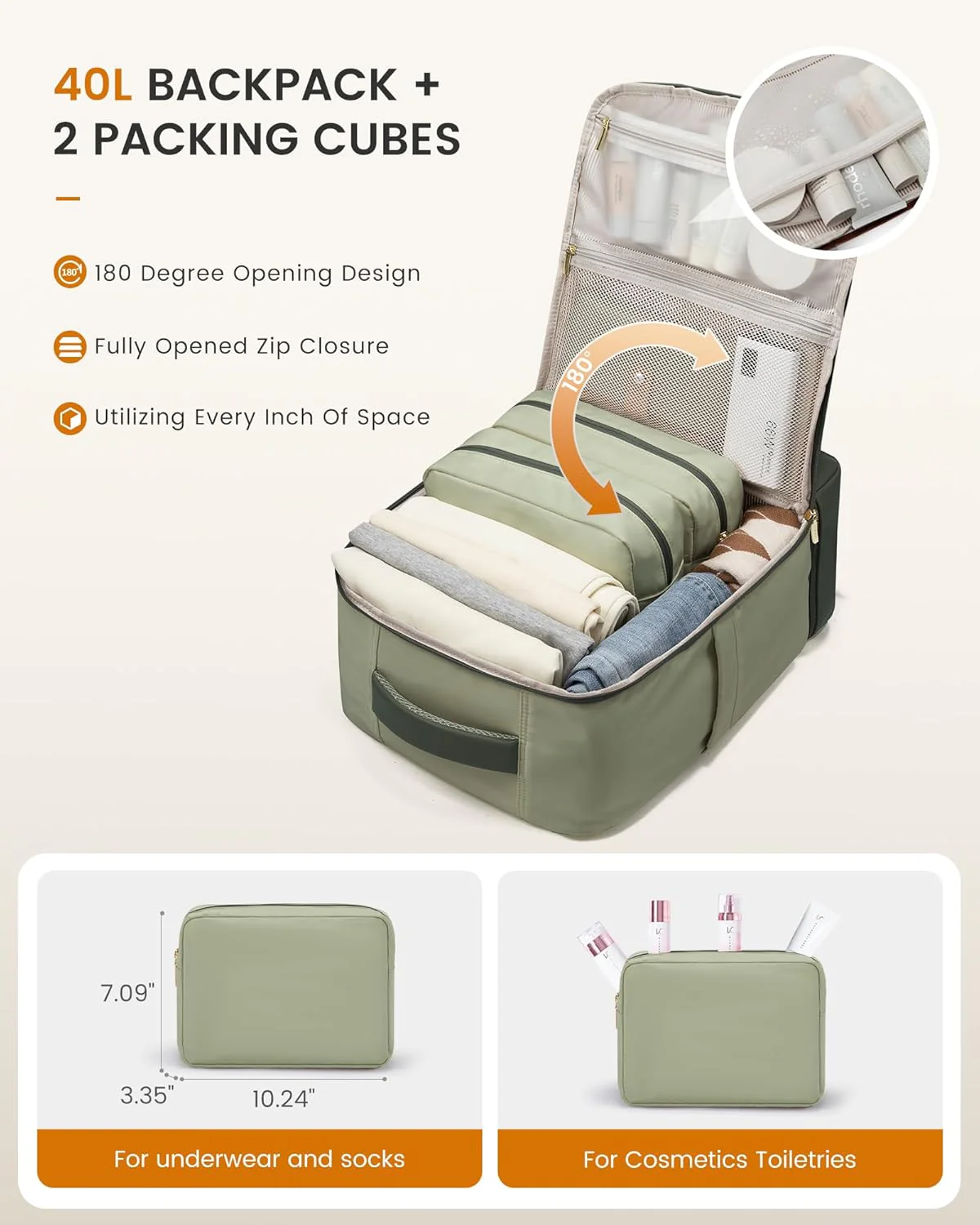 3Pcs Travel Backpack, 40L 50L - Image 3