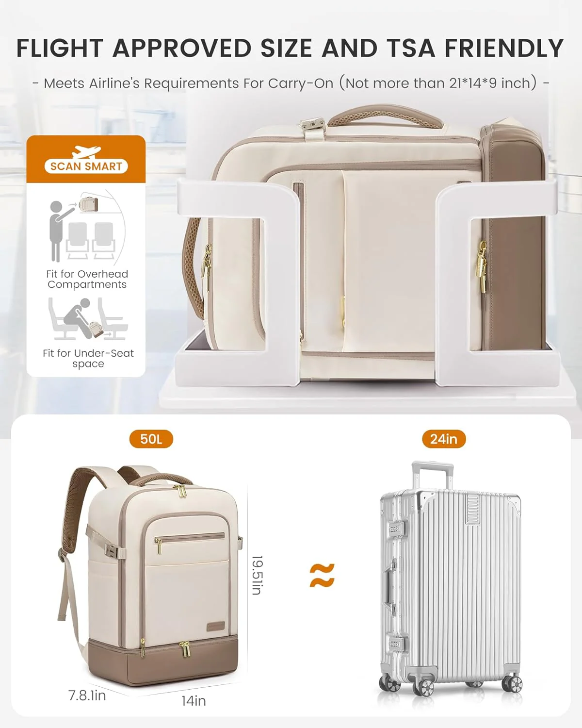 3Pcs Travel Backpack, 40L 50L - Image 5