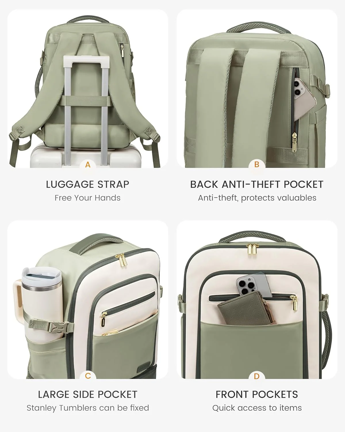 3Pcs Travel Backpack, 40L 50L - Image 6