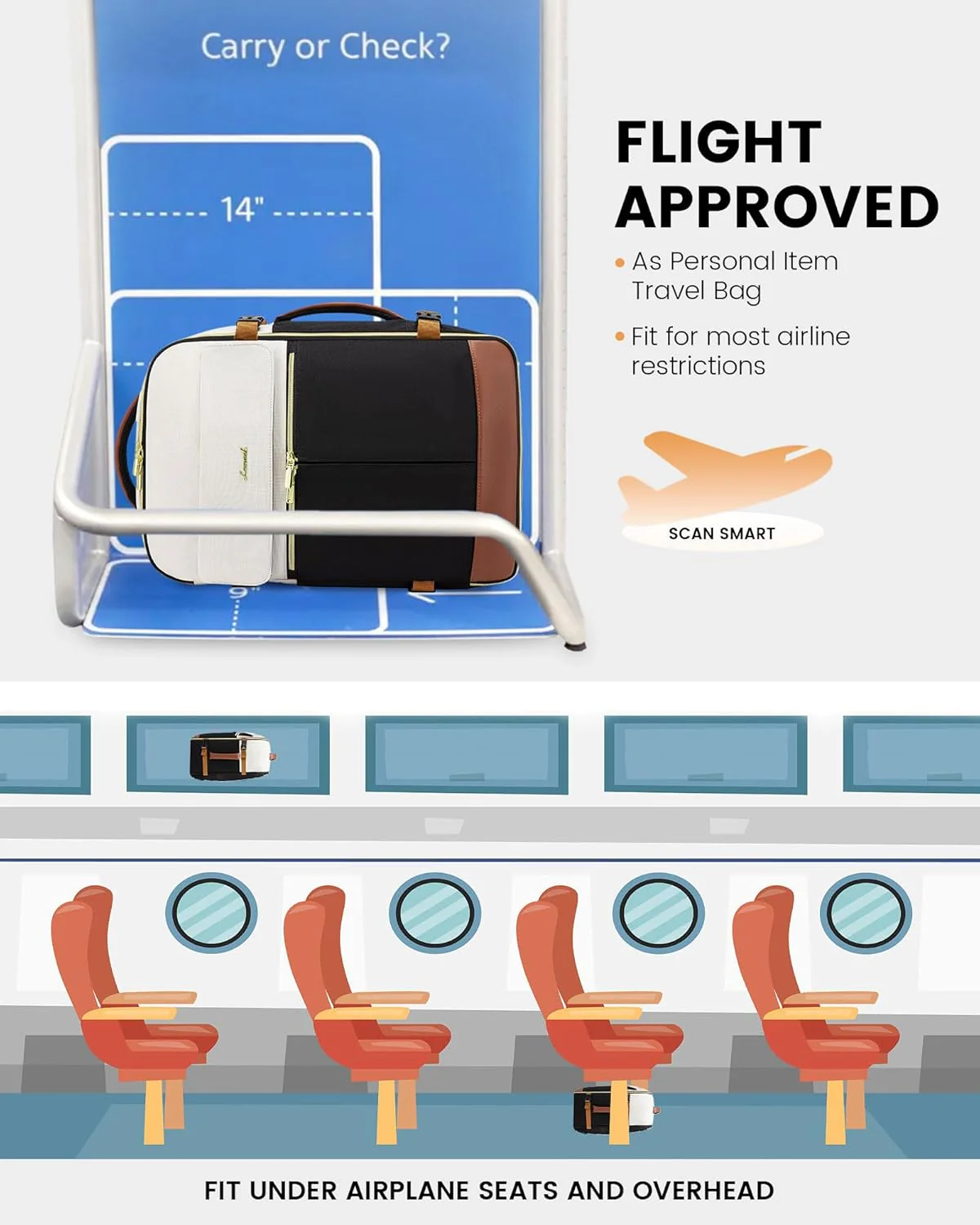 4Pcs Travel Backpack, 40L - Image 6