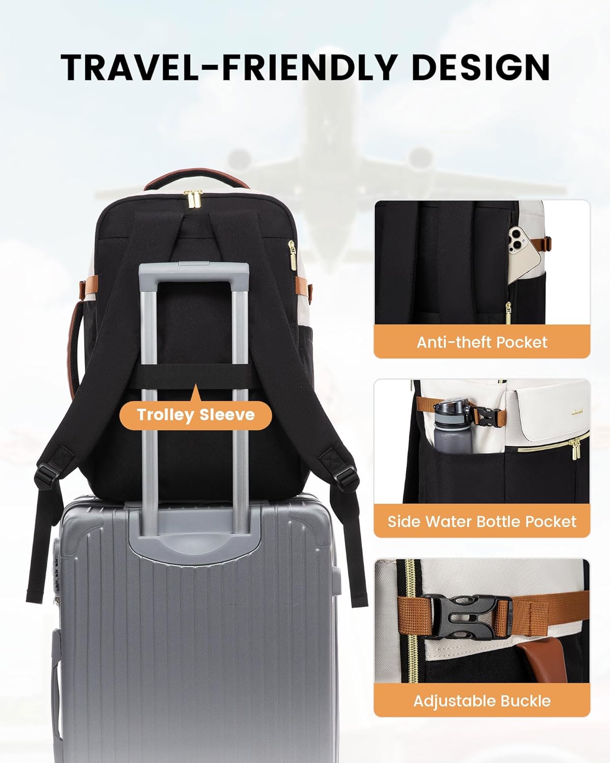 4Pcs Travel Backpack, 40L - Image 8
