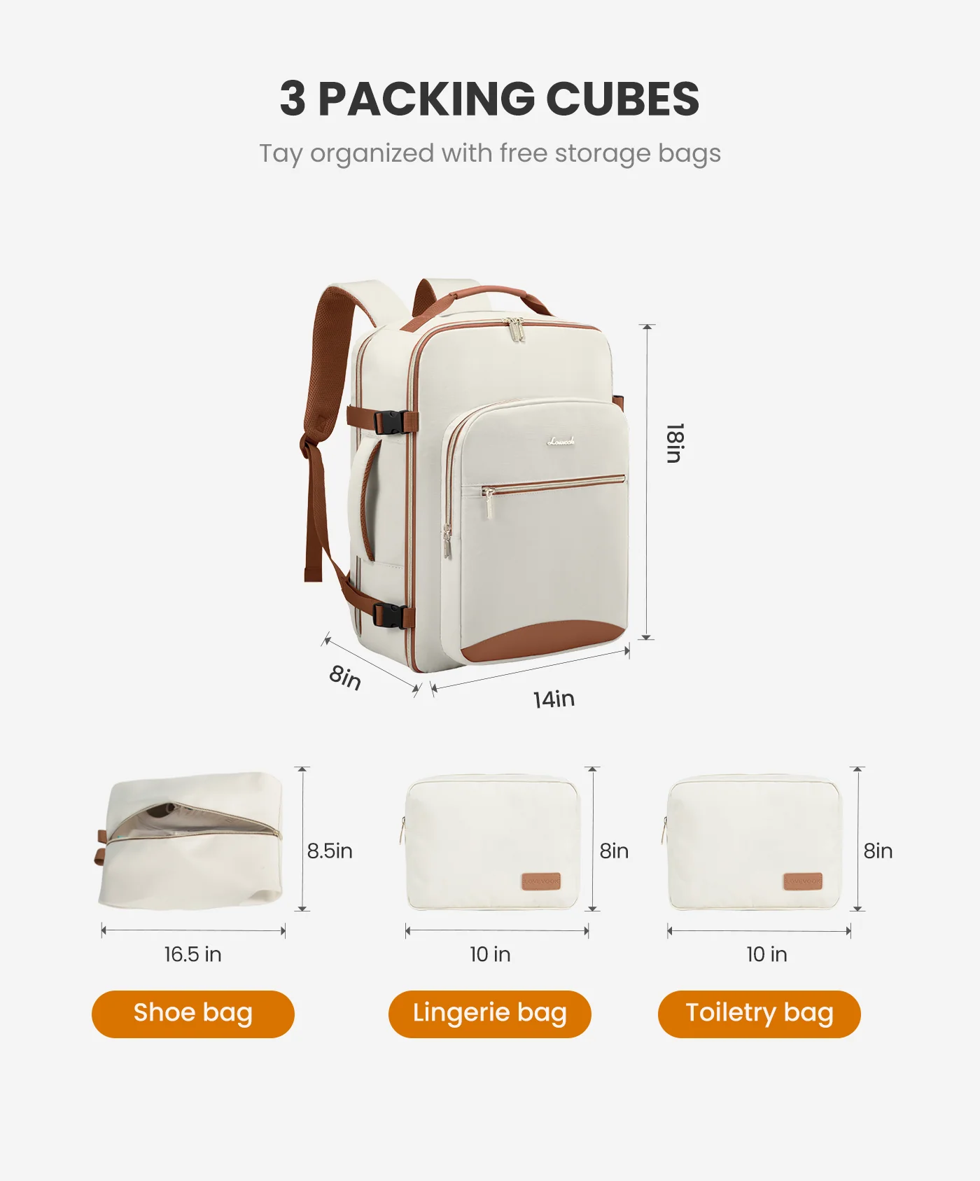 4Pcs, 40/50L Freyja Laptop Travel Backpack, 17" 18" - Image 7