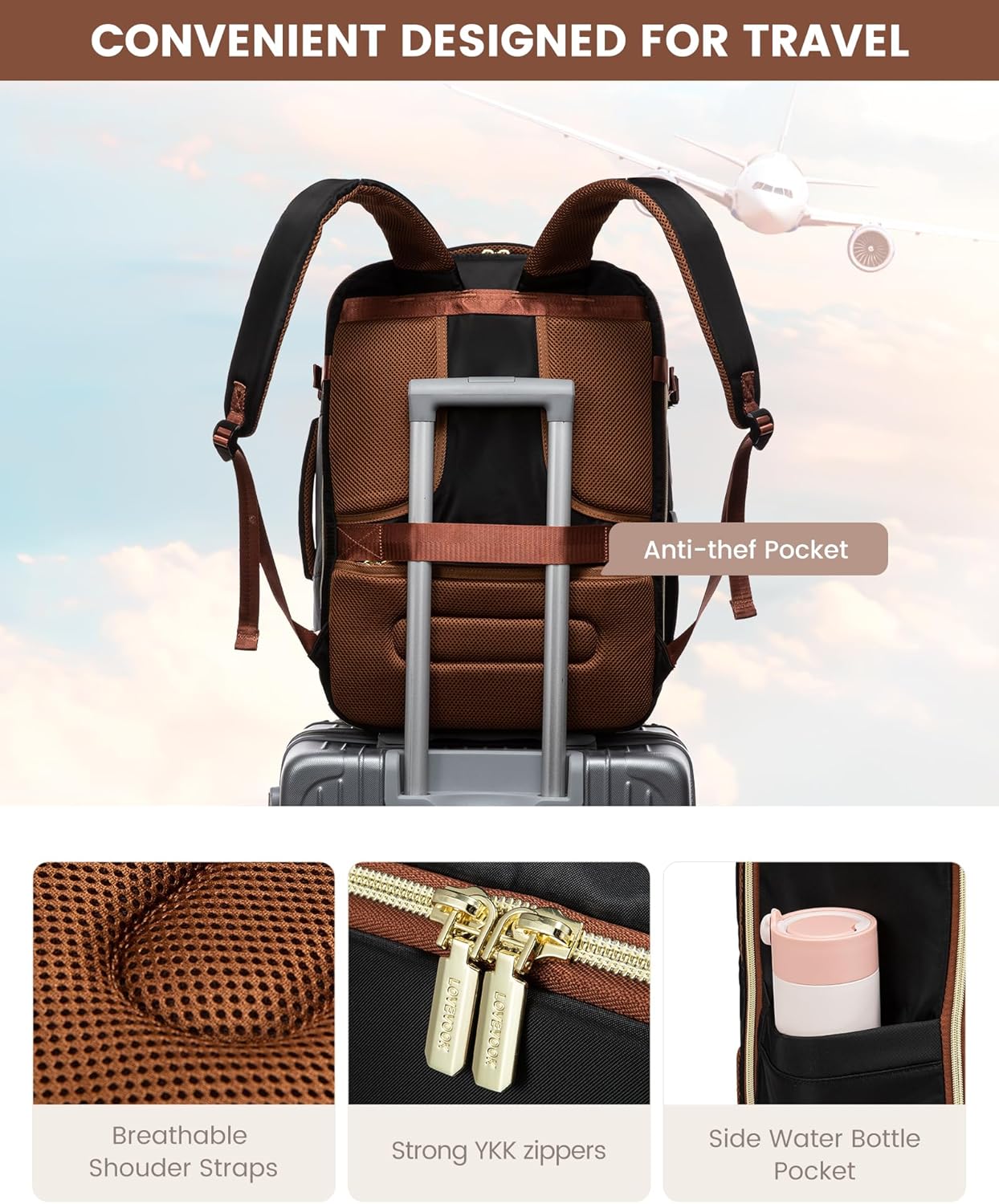 4Pcs Carry on Backpack for Airplanes, 40L/50L - Image 8