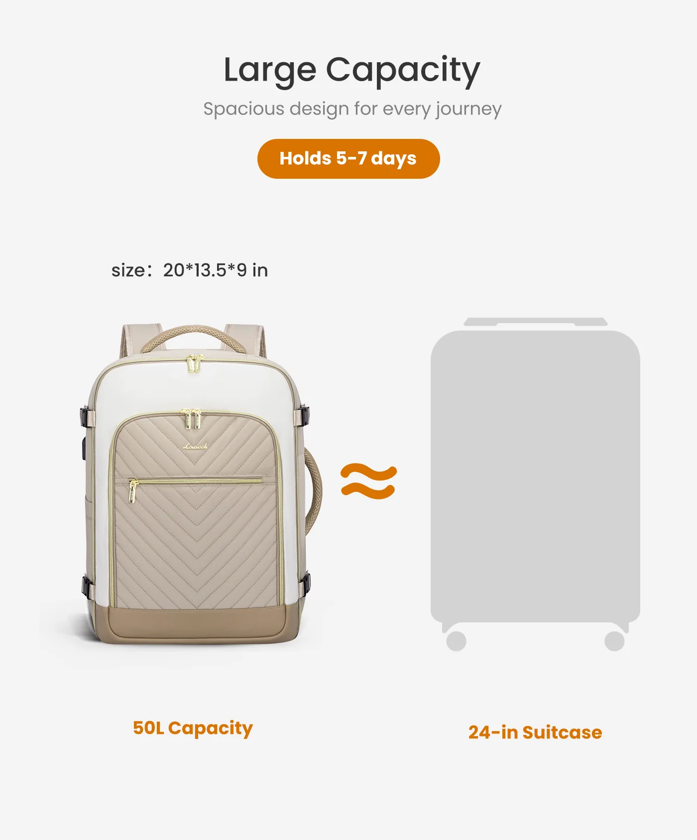 4Pcs Large Travel Backpack, 40L/50L - Image 3