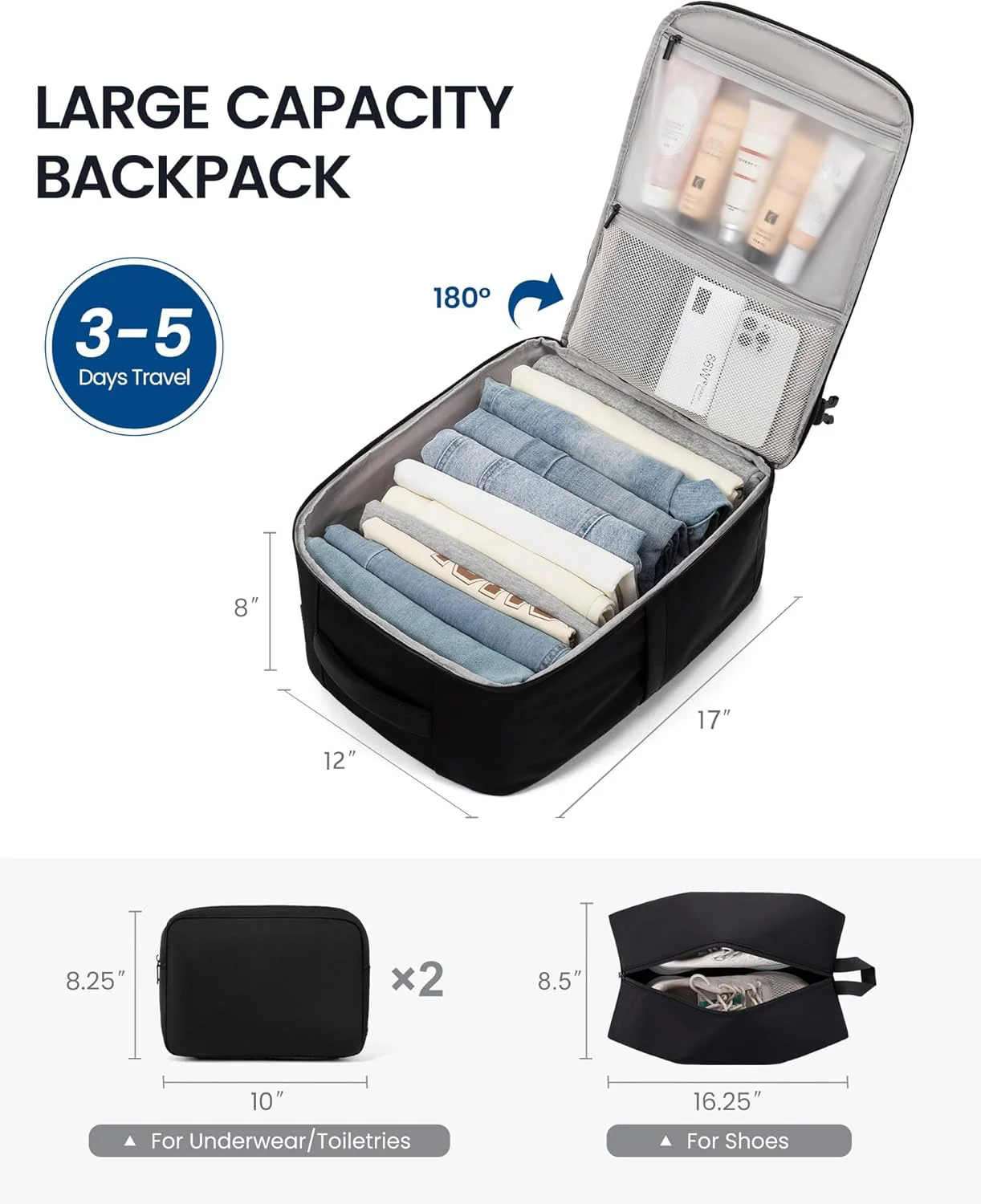 4Pcs Travel Backpack, 35L-45L - Image 5