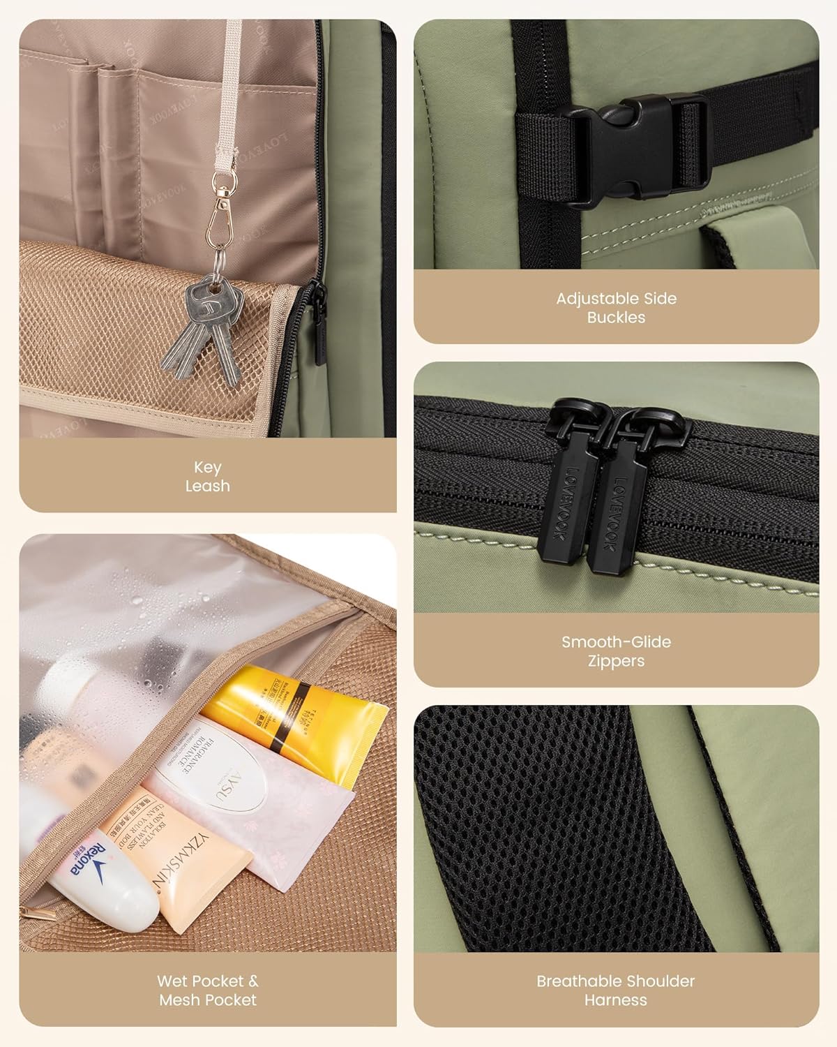 4Pcs Travel Backpack, 30-50L - Image 11