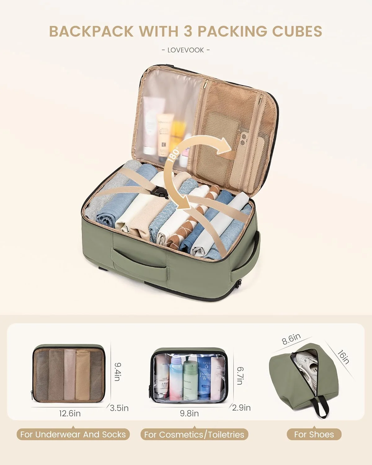 4Pcs Travel Backpack, 30-50L - Image 6