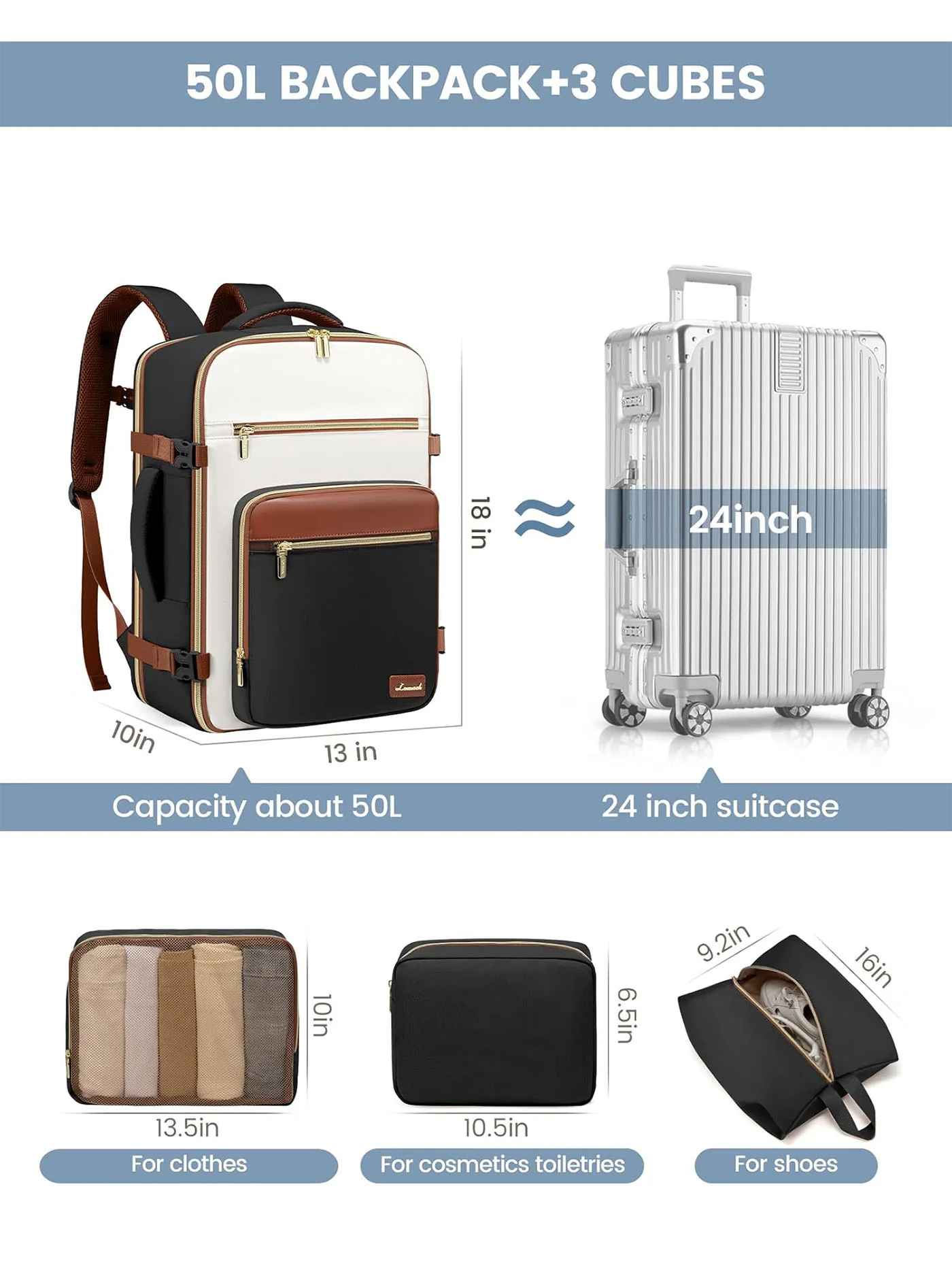 4Pcs Travel Backpack, 40L 50L - Image 7