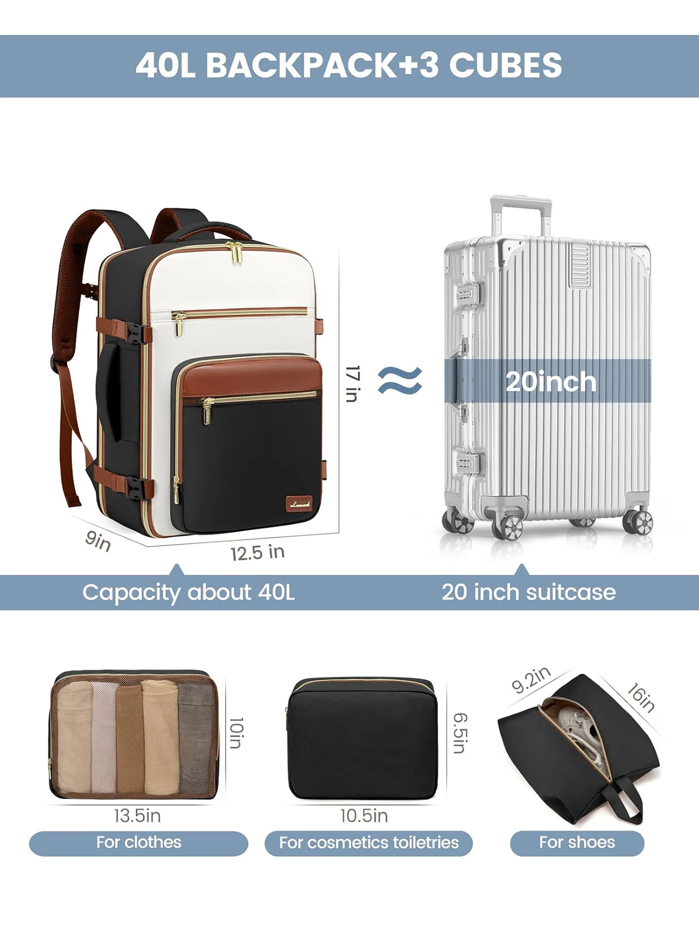 4Pcs Travel Backpack, 40L 50L - Image 8
