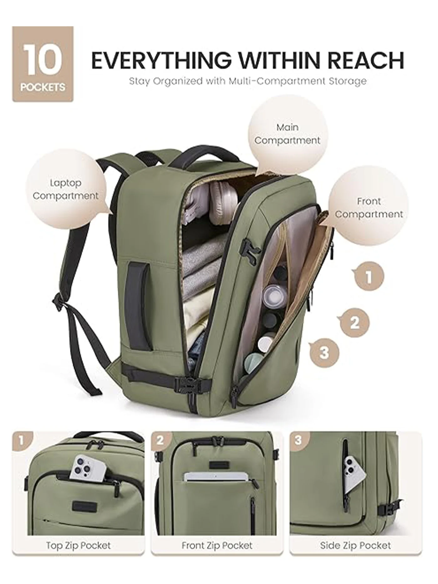 4Pcs Travel Backpack 40L/50L - Image 4