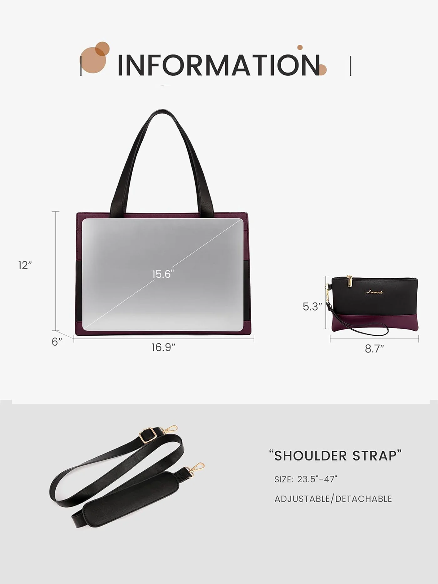 2Pcs Aphrodite Tote Bag, 15.6" - Image 11