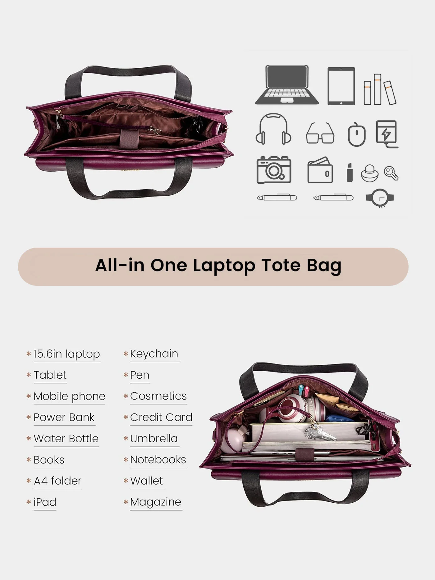 2Pcs Aphrodite Tote Bag, 15.6" - Image 3