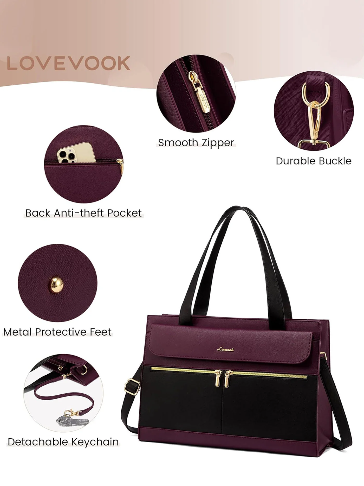 2Pcs Aphrodite Tote Bag, 15.6" - Image 5