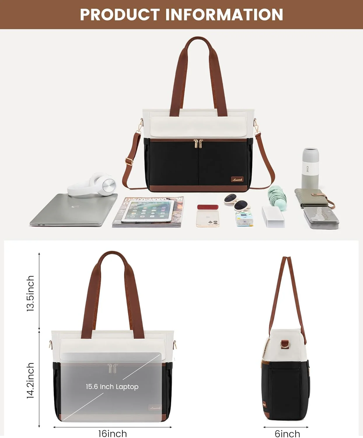 Canvas Laptop Tote Bag, 15.6" - Image 4