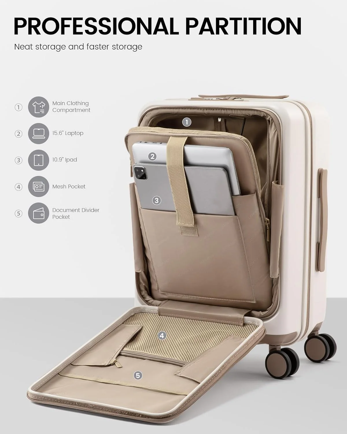 Carry On Suitcases with Wheels, 20" 24" (US Only) - Image 5