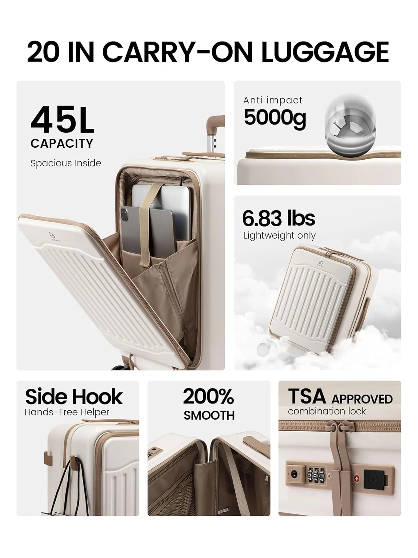 Carry On Suitcases with Wheels, 20" 24" (US Only) - Image 9