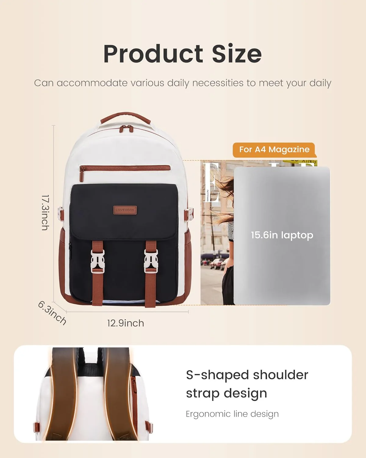 Casual School Backpack, 15.6", 4634 - Image 5