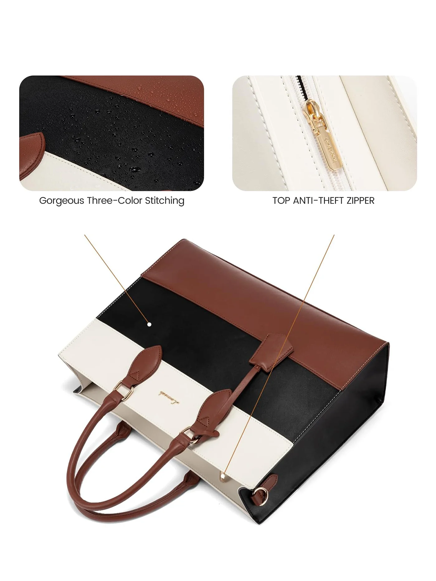 2Pcs Colorblock Laptop Tote Bag, 15.6" 17.3" - Image 6