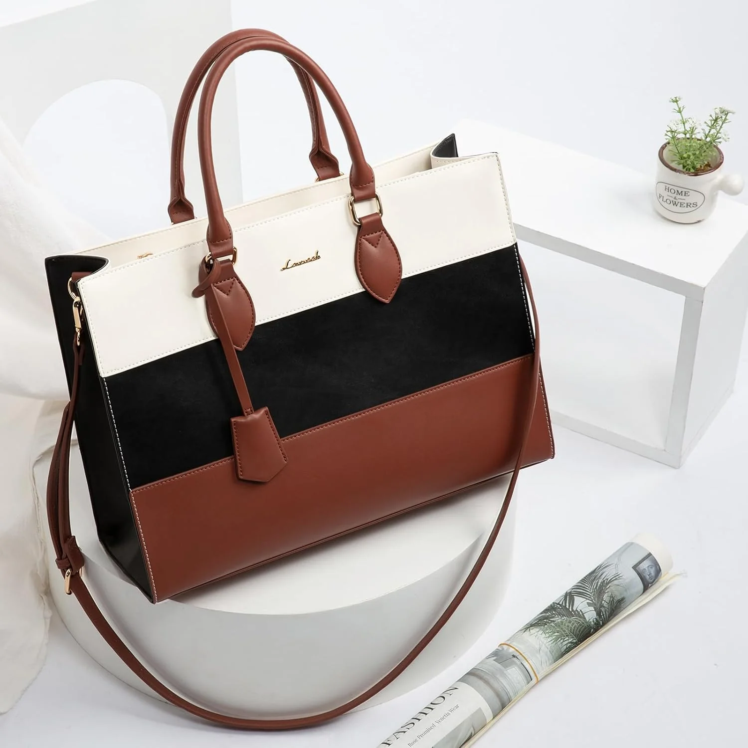 2Pcs Colorblock Laptop Tote Bag, 15.6" 17.3" - Image 7